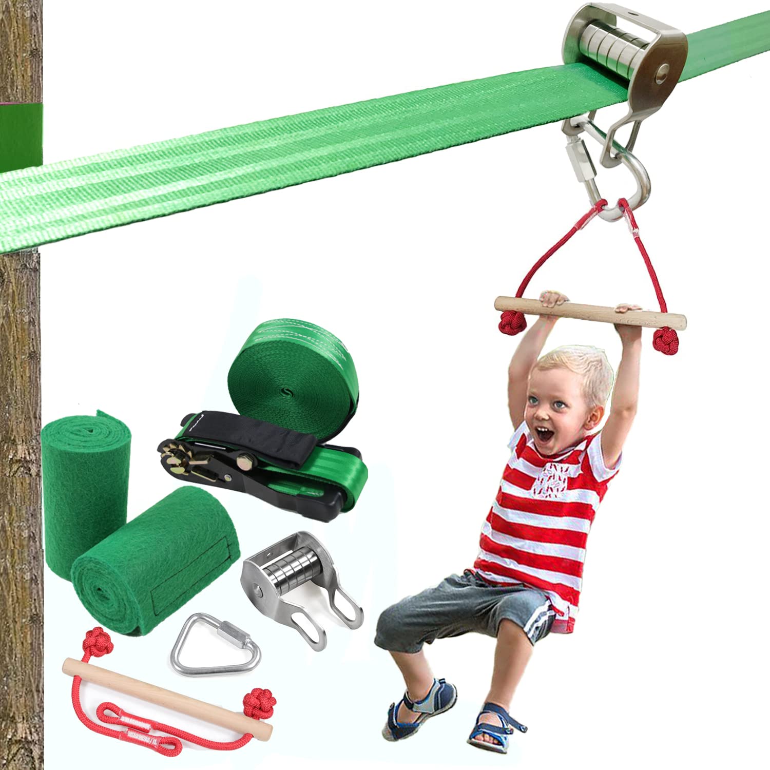 Durable Slackline Pulley Zipline Outdoor Toys Fitness Equipment Backyard  Kids Sports Zip Line Kit for Campground Lawn Children