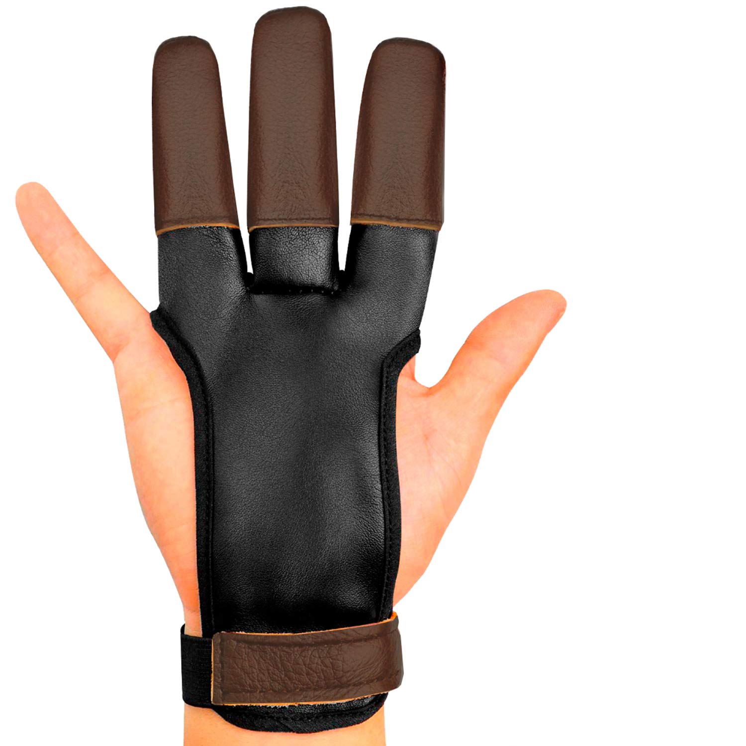 KESHES Archery Glove Finger Tab Accessories - Leather Gloves for Recurve &  Compound Bow - Three Finger Guard for Men Women & Youth Large