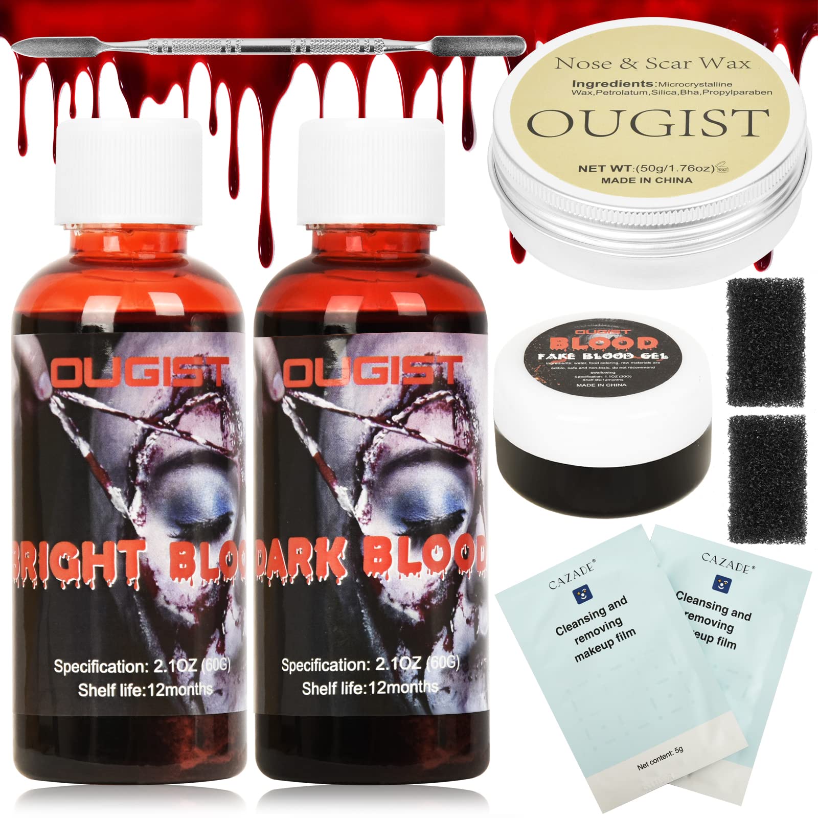 Hgwxx7 Professionals Special Effects Makeup Kit Fake Blood Crusted Coagulated Blood Gel Scary Makeup Wound Sculpting Scar Wax Painted Dress Up Set