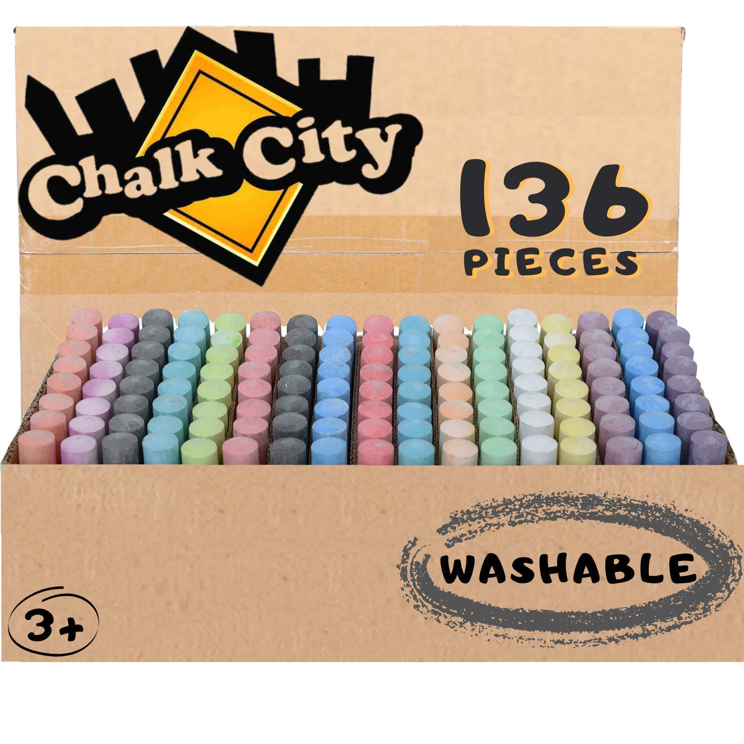 20 Piece Jumbo Washable Outdoor Bulk Chalk
