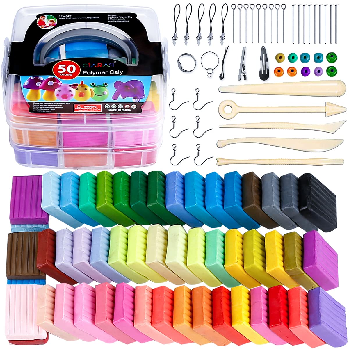 Polymer Clay Starter Kit 36 Colors Oven Bake Clay Baking Modeling Clay DIY  Soft Craft Clay Accessories and Storage Box 36 Blocks