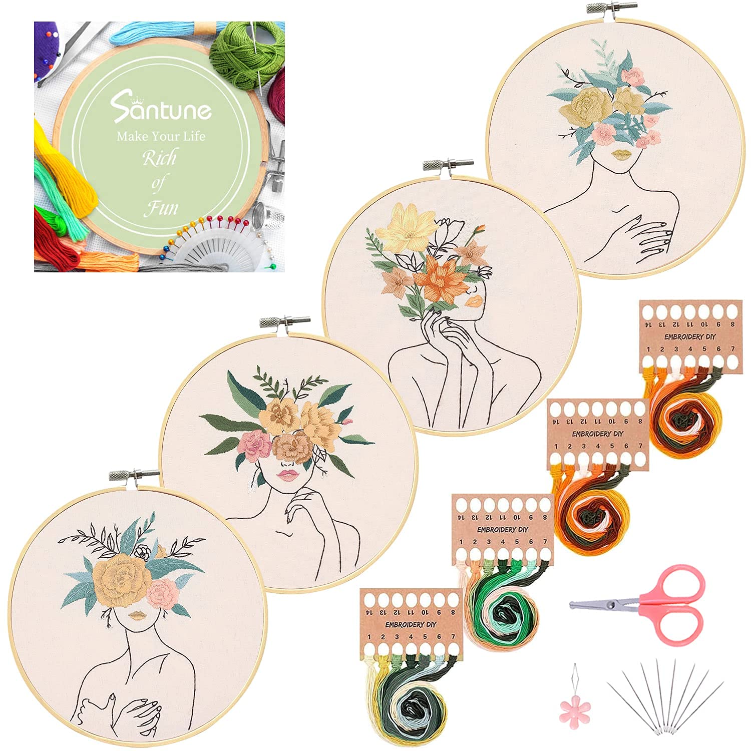 Embroidery Kit Cross Stitch Kit Beginner Embroidery Kit for Beginners Animal Flower Plant Pattern Cross Stitch Needle Point Kit Fun Embroidery Starter