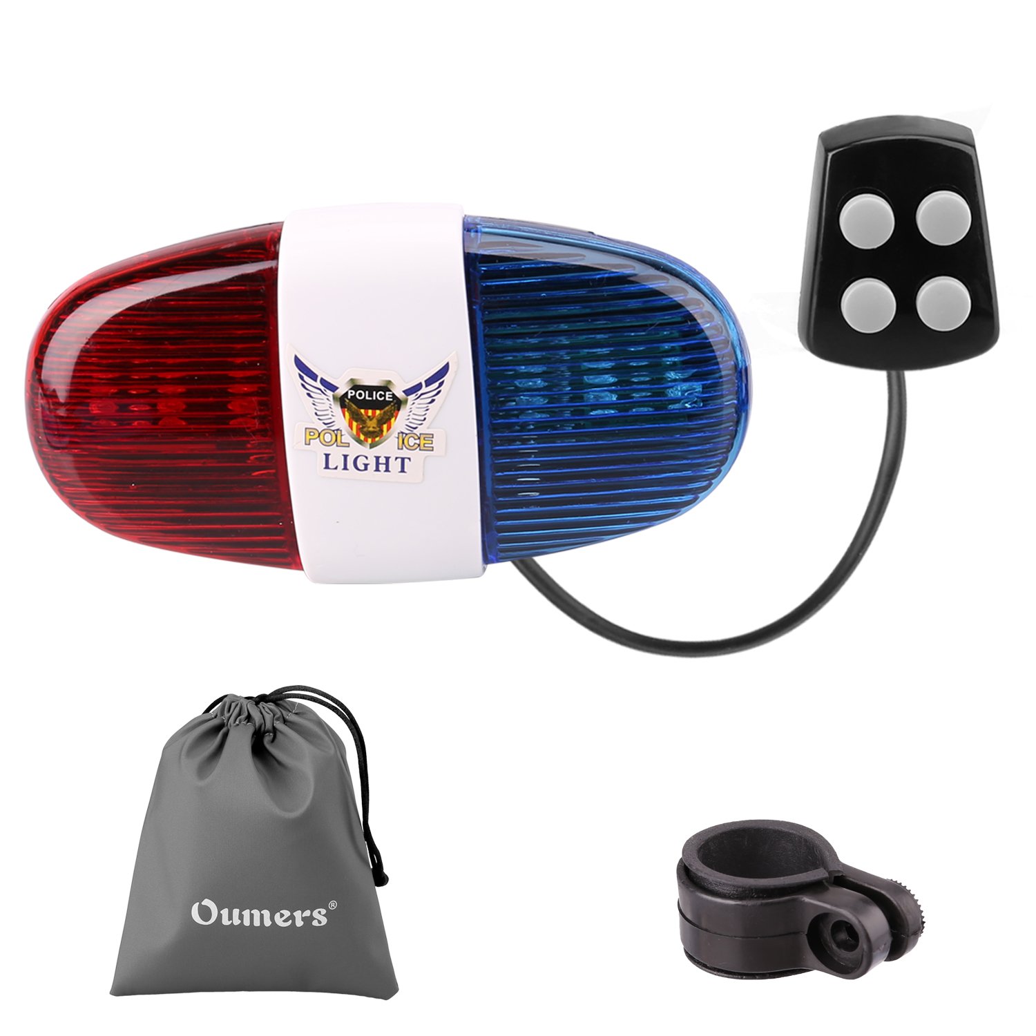 Oumers Bicycle Police Sound Light Bike LED Light Electric Horn