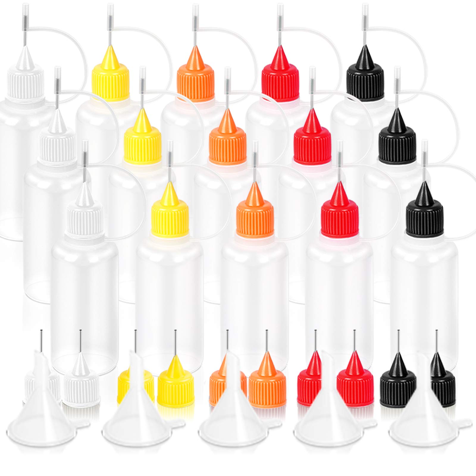 LJY 30 Pcs Precision Tip Applicator Bottles, Including 30pcs 1 Ounce  Translucent Bottles, 30pcs Colored Tips and 5pcs Mini