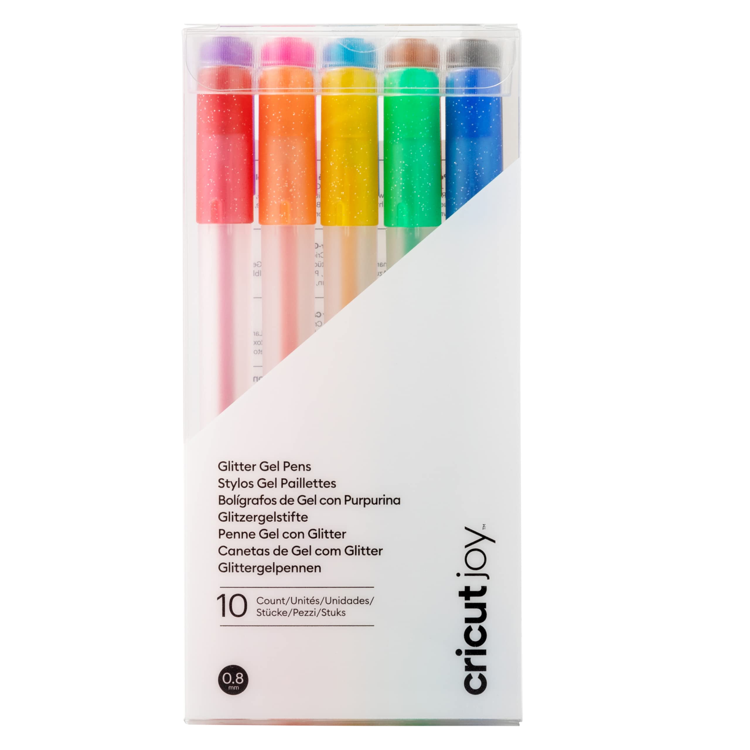 Cricut Joy Sparkle Gel Pens (Set of 10), for Use with Cricut Joy Cutting  Machine, Add Glitter to Your Cards, Paper, Decor, and More (Medium Point,  0.8mm, Rainbow) Rainbow Glitter Gel Point