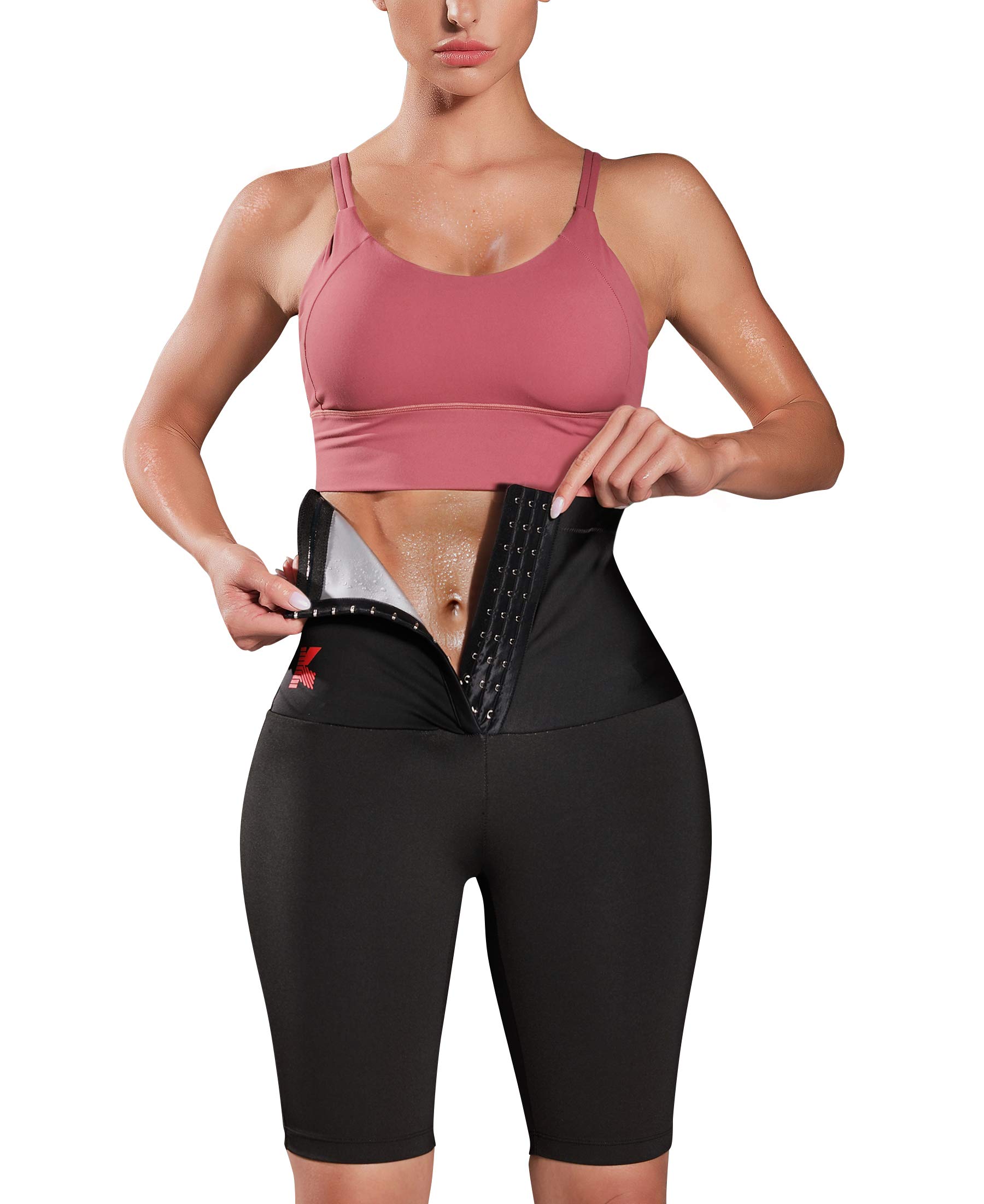 Women Sauna Leggings Sweat Shorts Pants Compression Thermo Body Shaper Belt  Gym