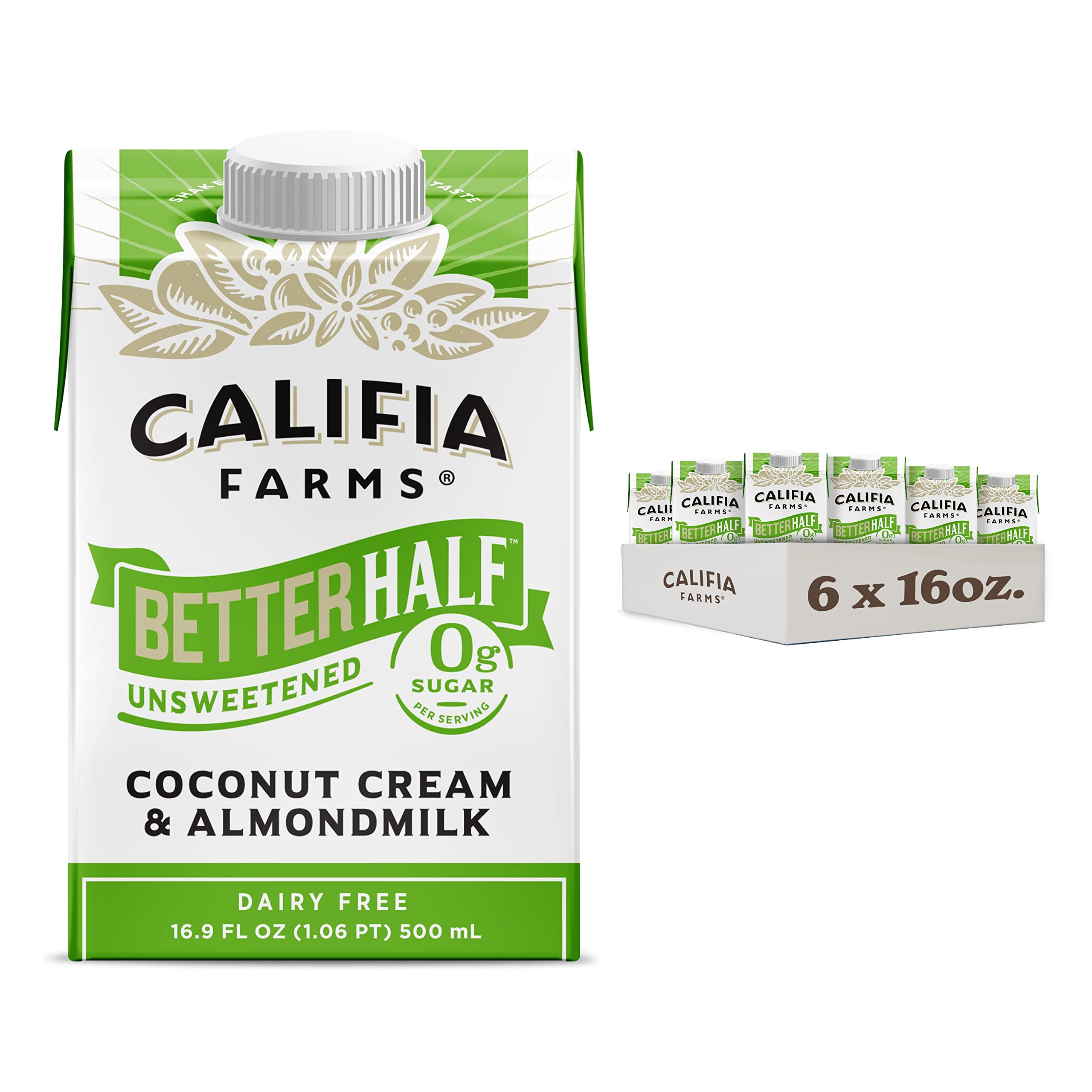 Califia Farms - Unsweetened Almond Barista Blend Almond Milk, 32 Oz (Pack  Of 6), Shelf Stable, Dairy Free, Plant Based, Vegan, Gluten Free, Non GMO