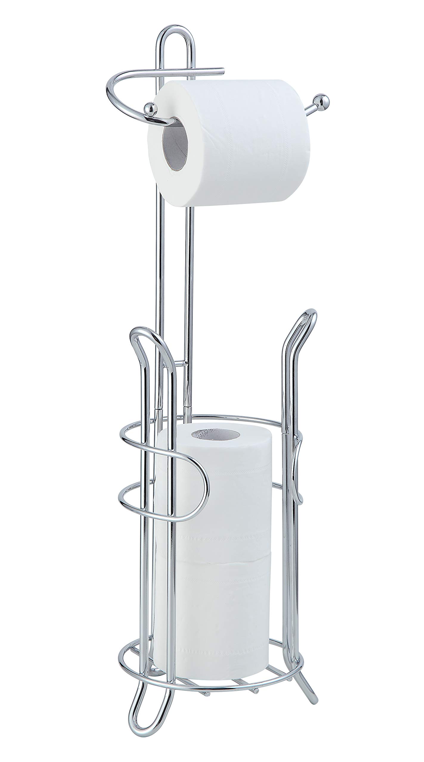 SunnyPoint Classic Free Standing Toilet Tissue Paper Roll Holder Stand;  Chrome