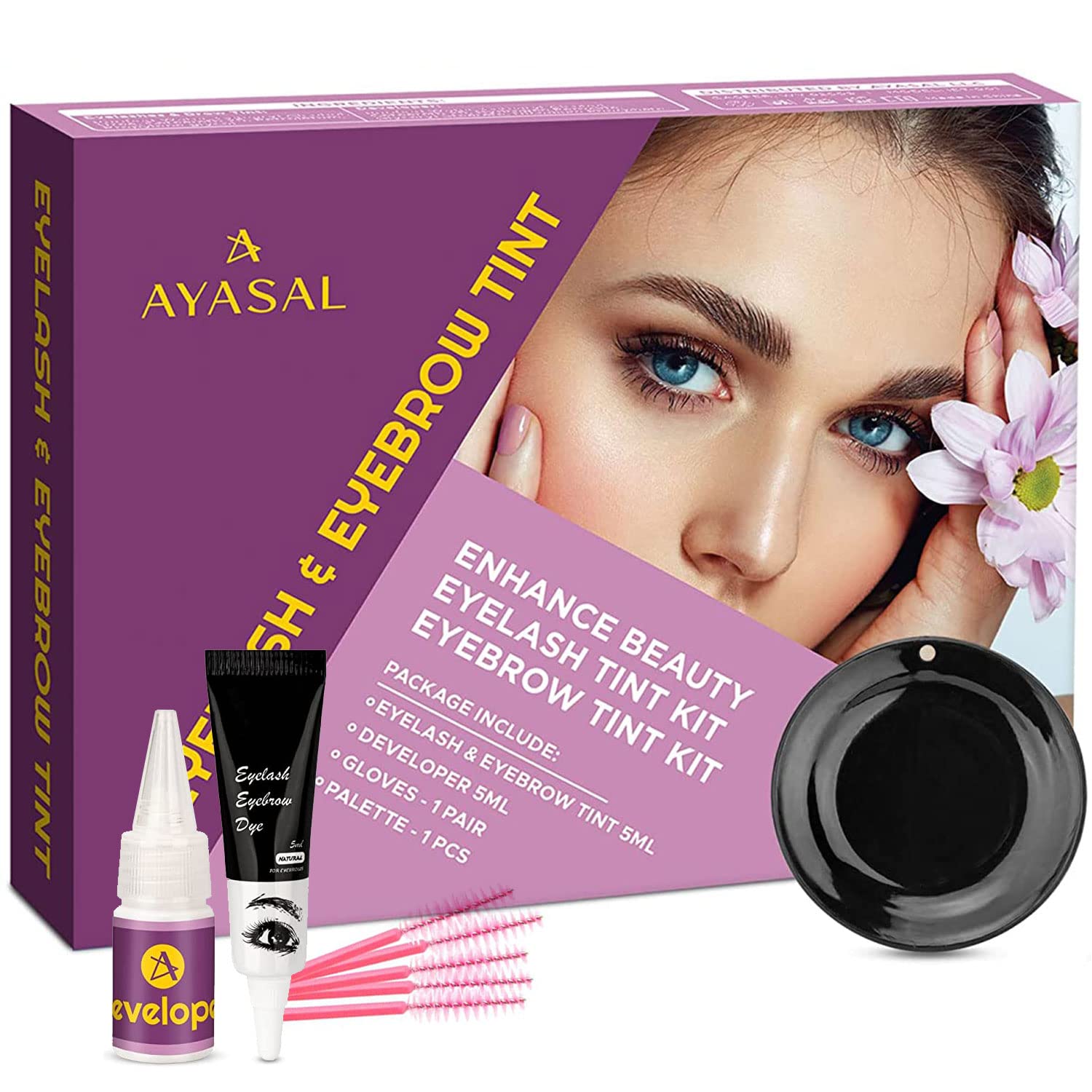 AYASAL Lash & Brow Tint Kit, Professional Semi-Permanent