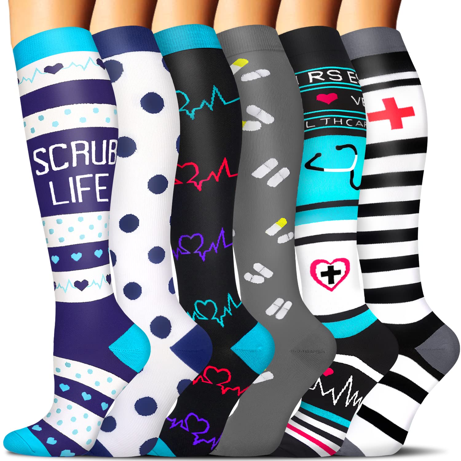 Compression Socks for Women & Men Circulation (3 Pairs) - Best Support for  Athletic Running Nurses Recovery Travel