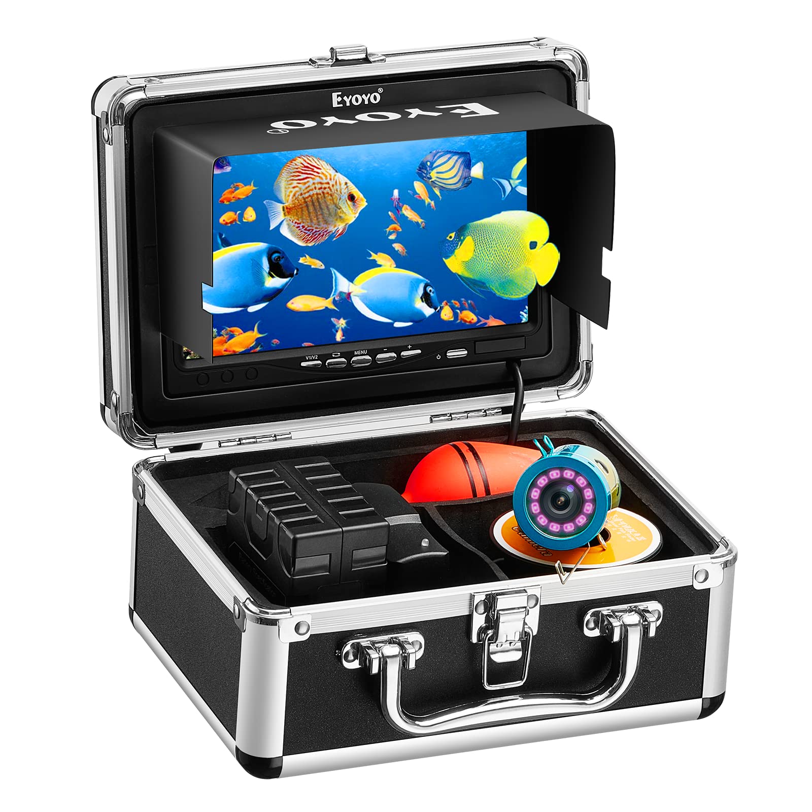 Eyoyo Underwater Fishing Camera 7 inch LCD Monitor Fish Finder Waterproof  1000TVL Fishing Camera 12pcs Infrared