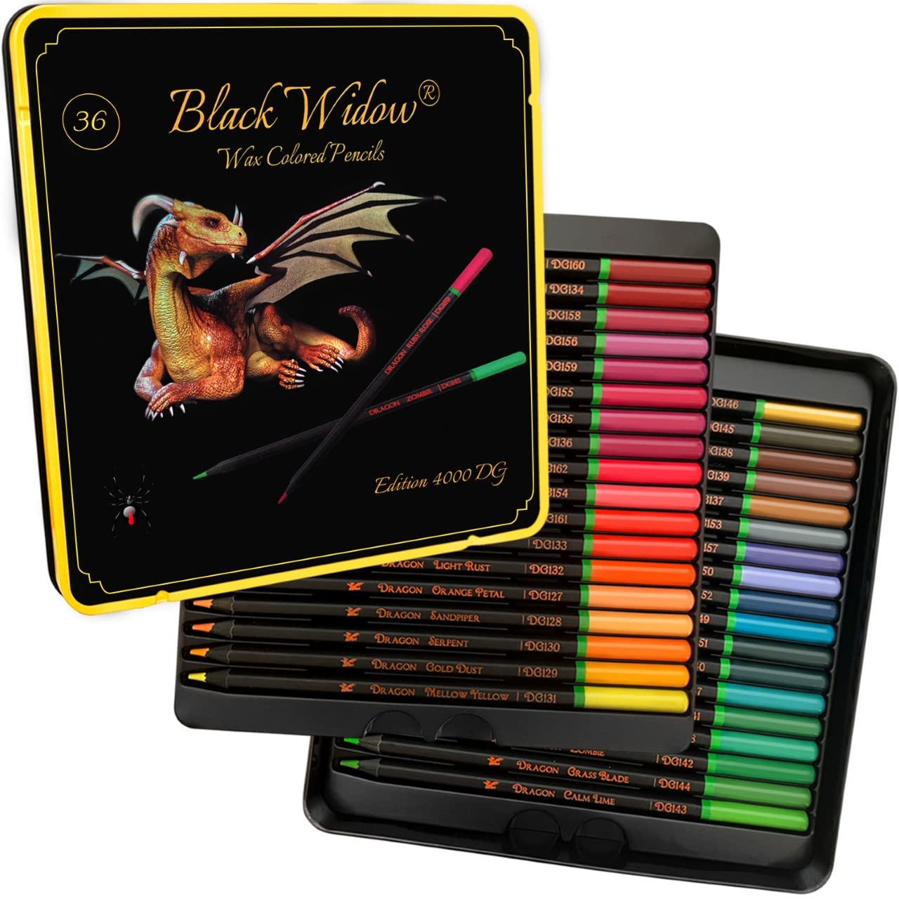 Black Widow Colored Pencils for Adults - 24 Coloring Pencils - Smooth Pigments Color Pencil Set - Fantastic for Adult Coloring Books and Drawing