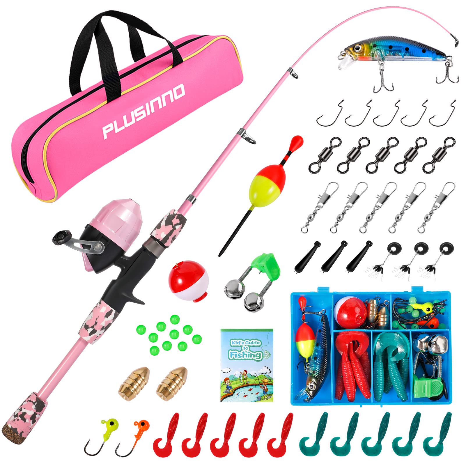  PLUSINNO Fishing Rod And Reel Combo,Fishing Pole,Telescopic  Fishing Rod Kit