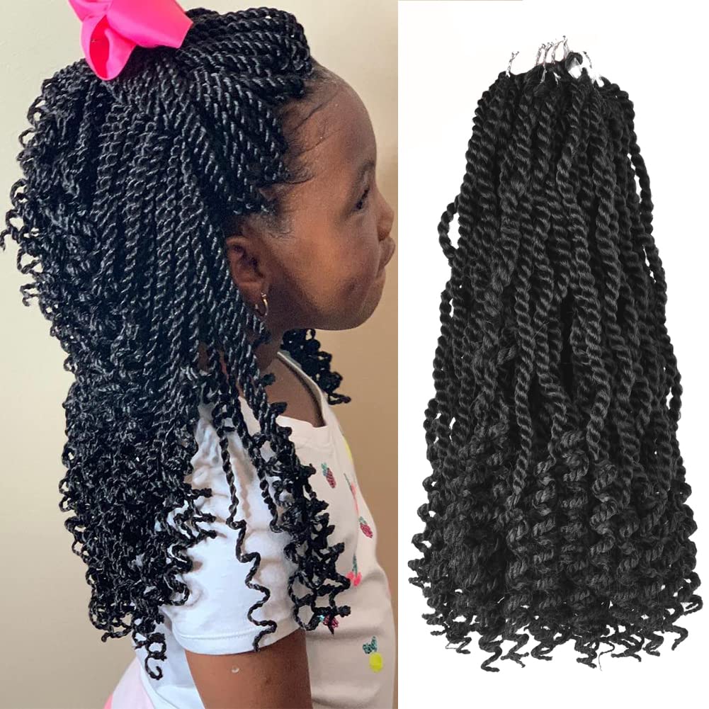 TOZIKA Wavy Senegalese Twist Crochet Hair 12 Inch for Black Women  Pre-twisted Kids Crochet Hair 6 Packs Braids Ends Synthetic Hair  Extension1B#
