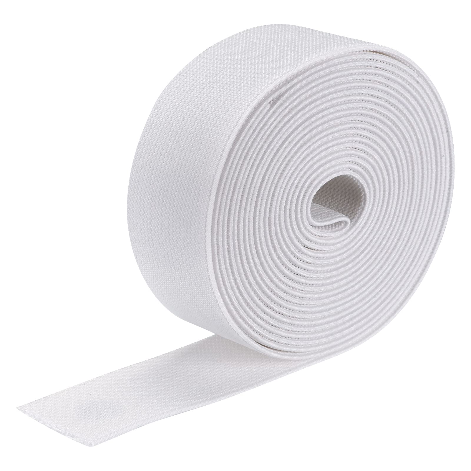 MECCANIXITY Twill Wide Elastic Band Double-Side 1.5 inch(1 1/2 inch) Flat 4  Yard Woven Elastic Band Knit Elastic Spool Heavy Stretch Strap White for  Sewing Waistband 4 Yard White