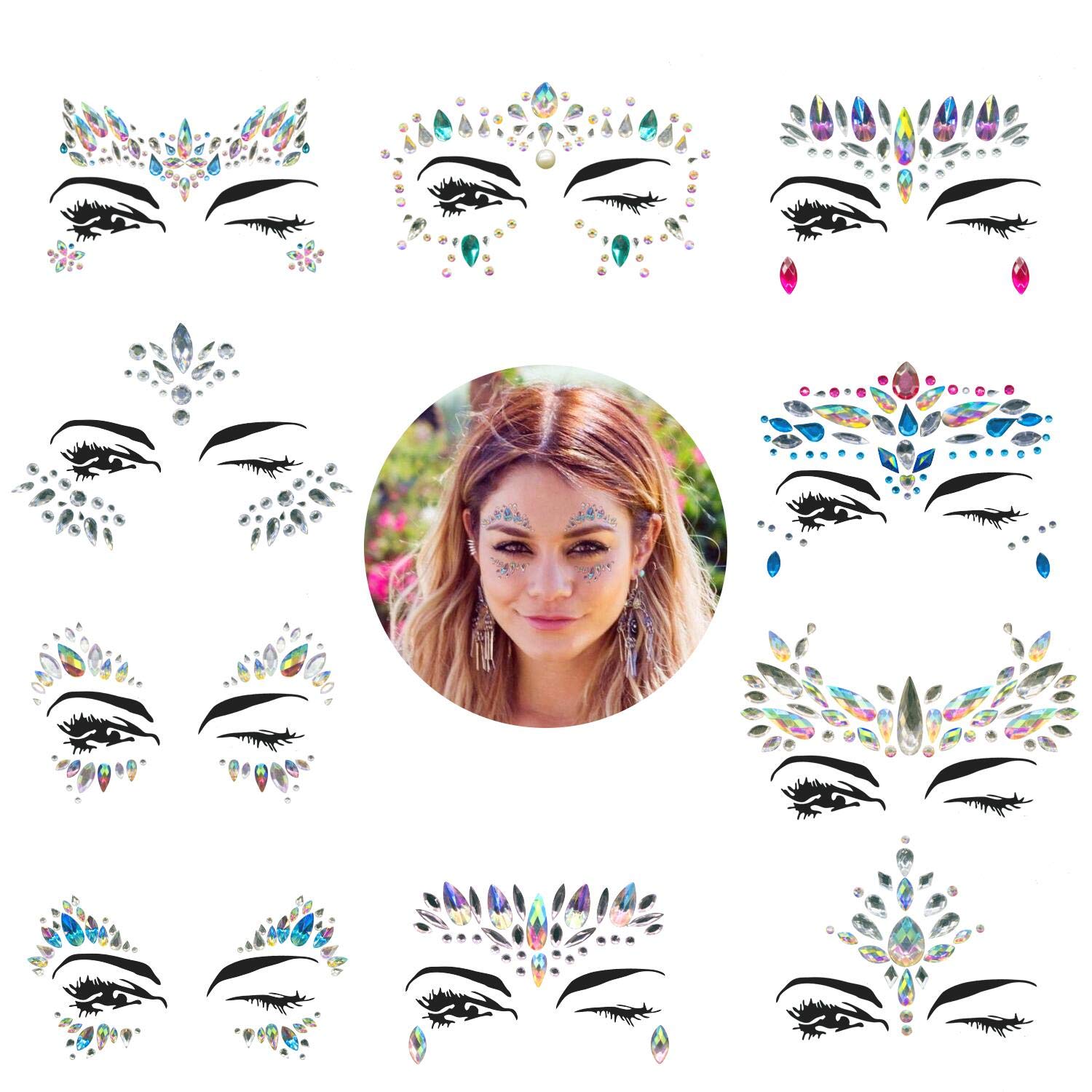  Ludress Colorful Face Stickers Crystal Face Glitter