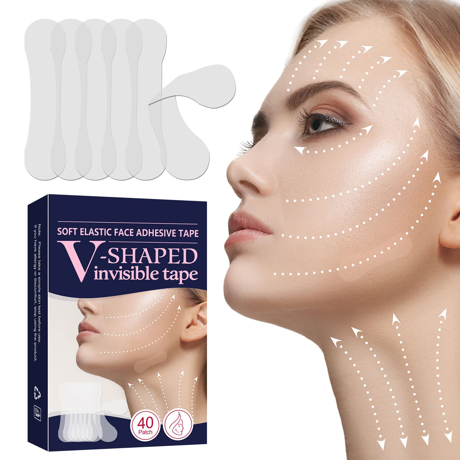 Face Lift Tape, 40 PCS Face Tape Lifting Invisible, Waterproof Instant  Face-lifting Tool, Hiding Facial Wrinkles, Double Chin, V-line Face 