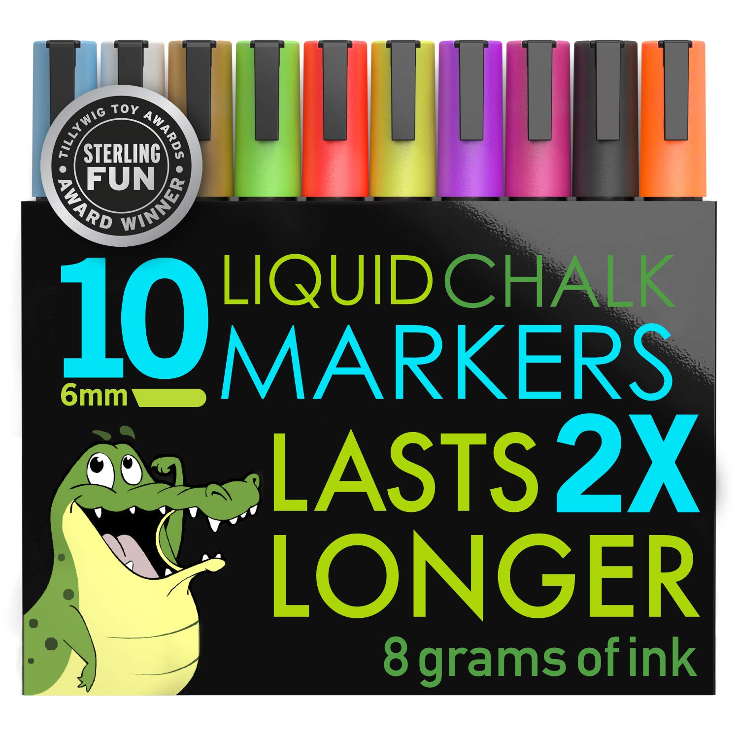 Liquid Chalk Markers for Blackboards - Use As Glass Window Markers Mirror Pens Blackboard or Chalkboard Markers - 8 Bold Neon Colors - Wet or Dry