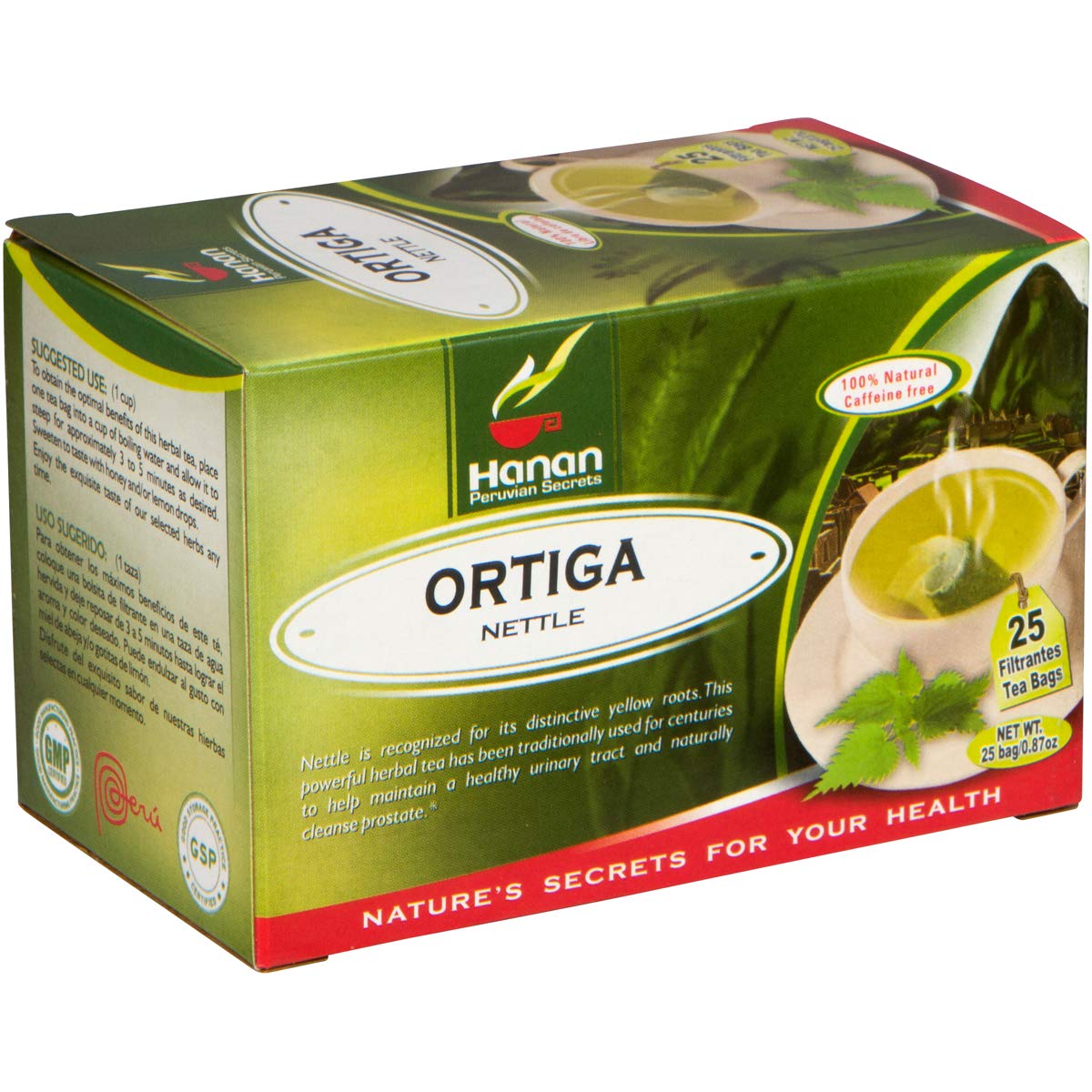 Hanan Nettle Tea - 25 Tea Bags of Stinging Nettle Leaf and Root -  All-Natural Herbal Tea
