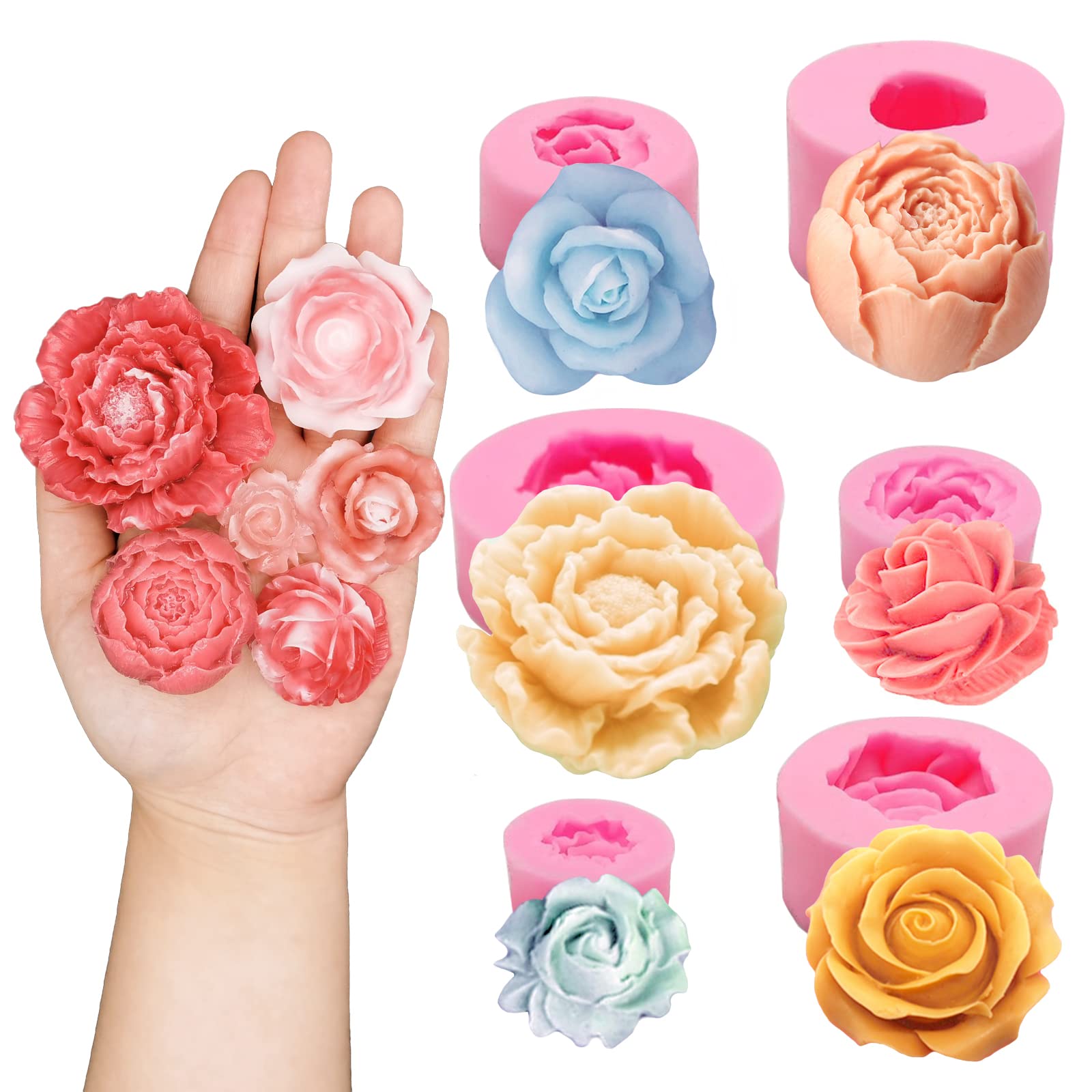 Flower Mold Rose Candle Mold Peony Jewelry Resin Casting Molds Handmade  Silicone Mold for Resin Candle Making Molds Craft Supplies 3D Mold Resin  Mold
