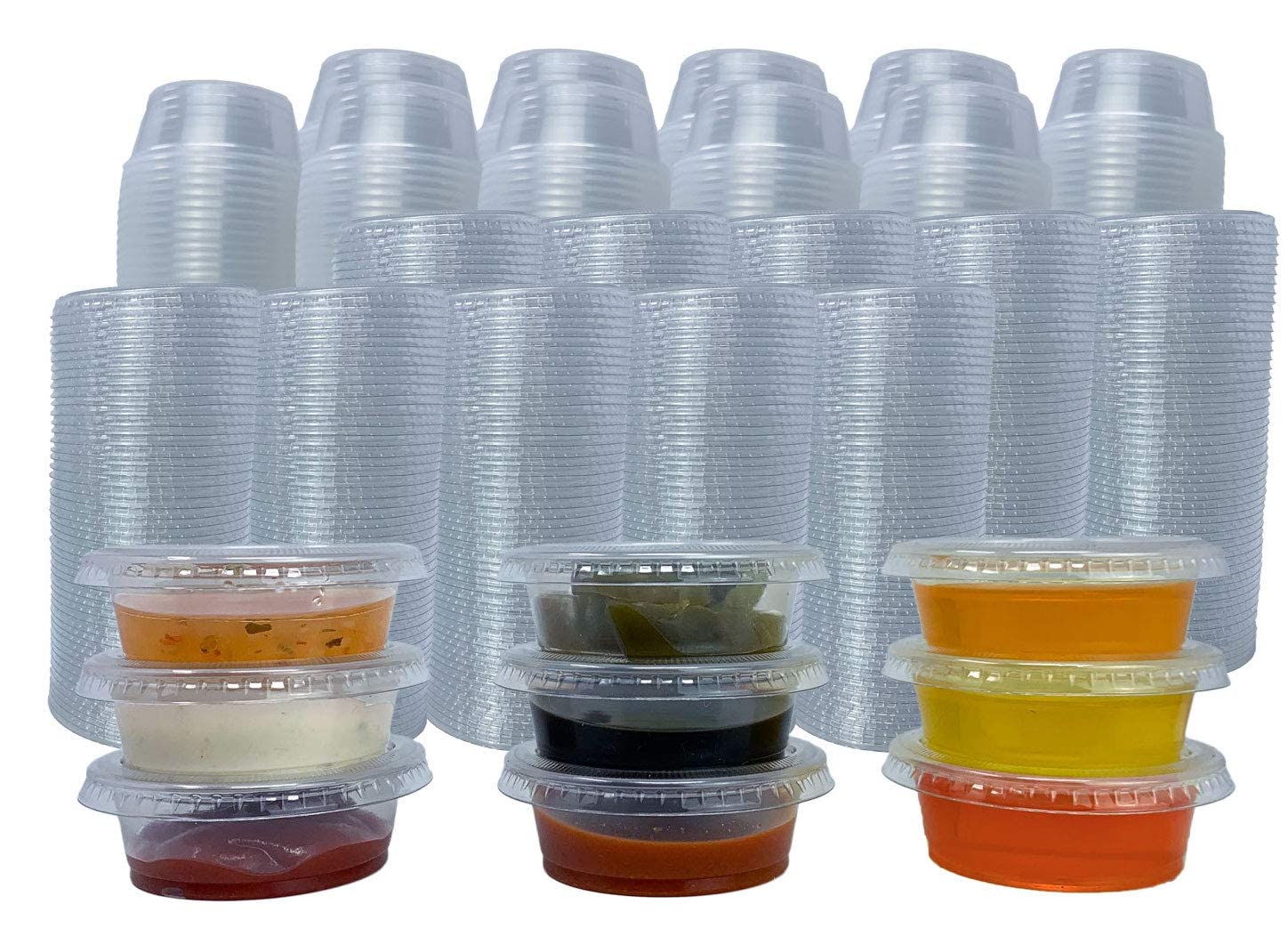 1000 Pack Jelly Shot Cups with Lids Plastic Small Containers Portion Cups  Disposable Souffle Cups Sauce Cups Salad Dressing Container Plastic Food  Cups Condiment Cups(1oz)