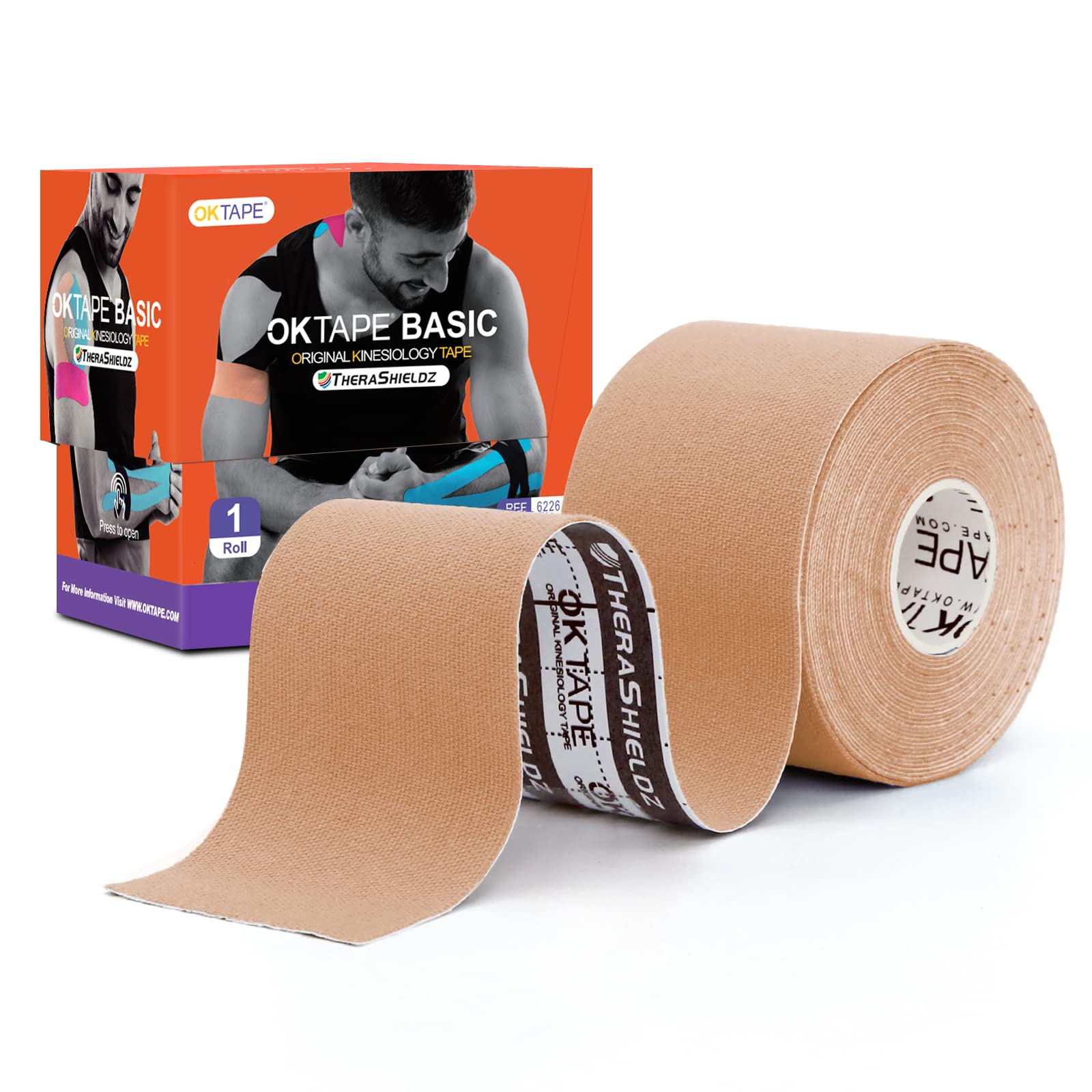 Kinesiology Tape, K Sports Tape Beige Kinesthetic Tape for Knee Shoulder  Ankle Elbow, 2 Inch x 16.5 feet (Beige, 3 Rolls)
