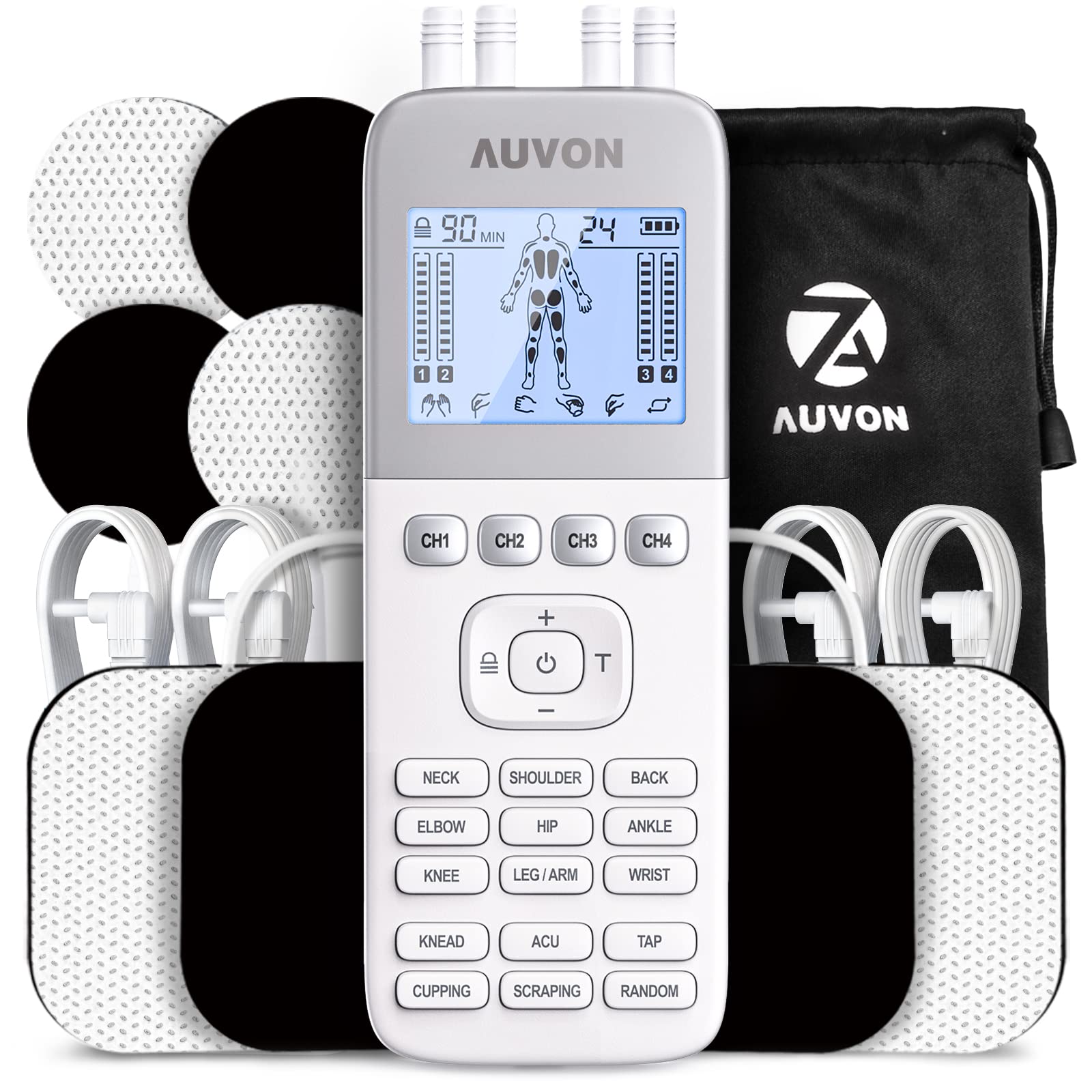 4 Outputs TENS Unit EMS Muscle Stimulator Machine for Pain Relief