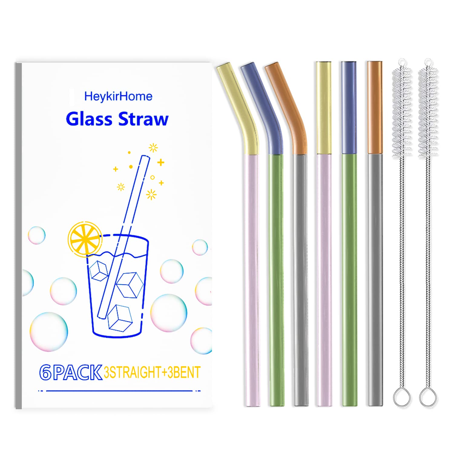 Reusable Heat Resistant Borosilicate Glass Straws Set Of 3
