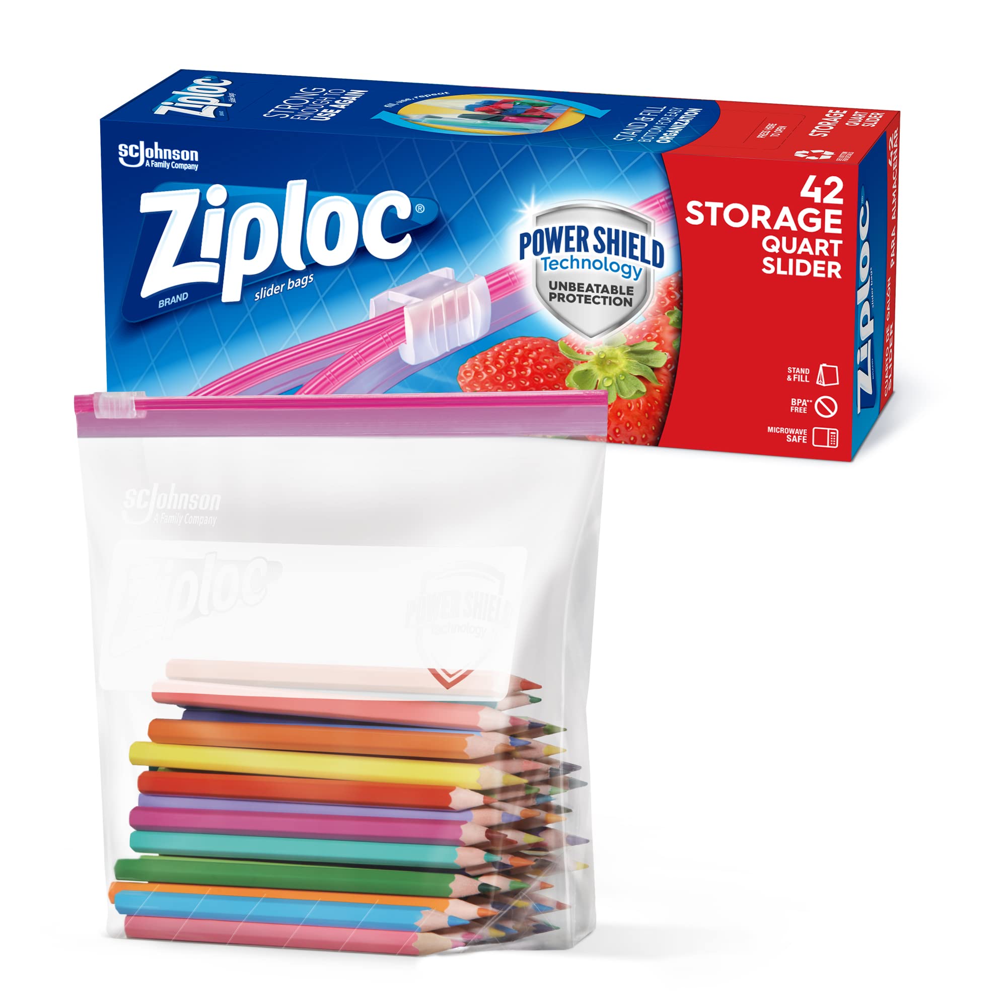 Ziploc® Brand Storage Quart Bags, Plastic Storage Bags for Food