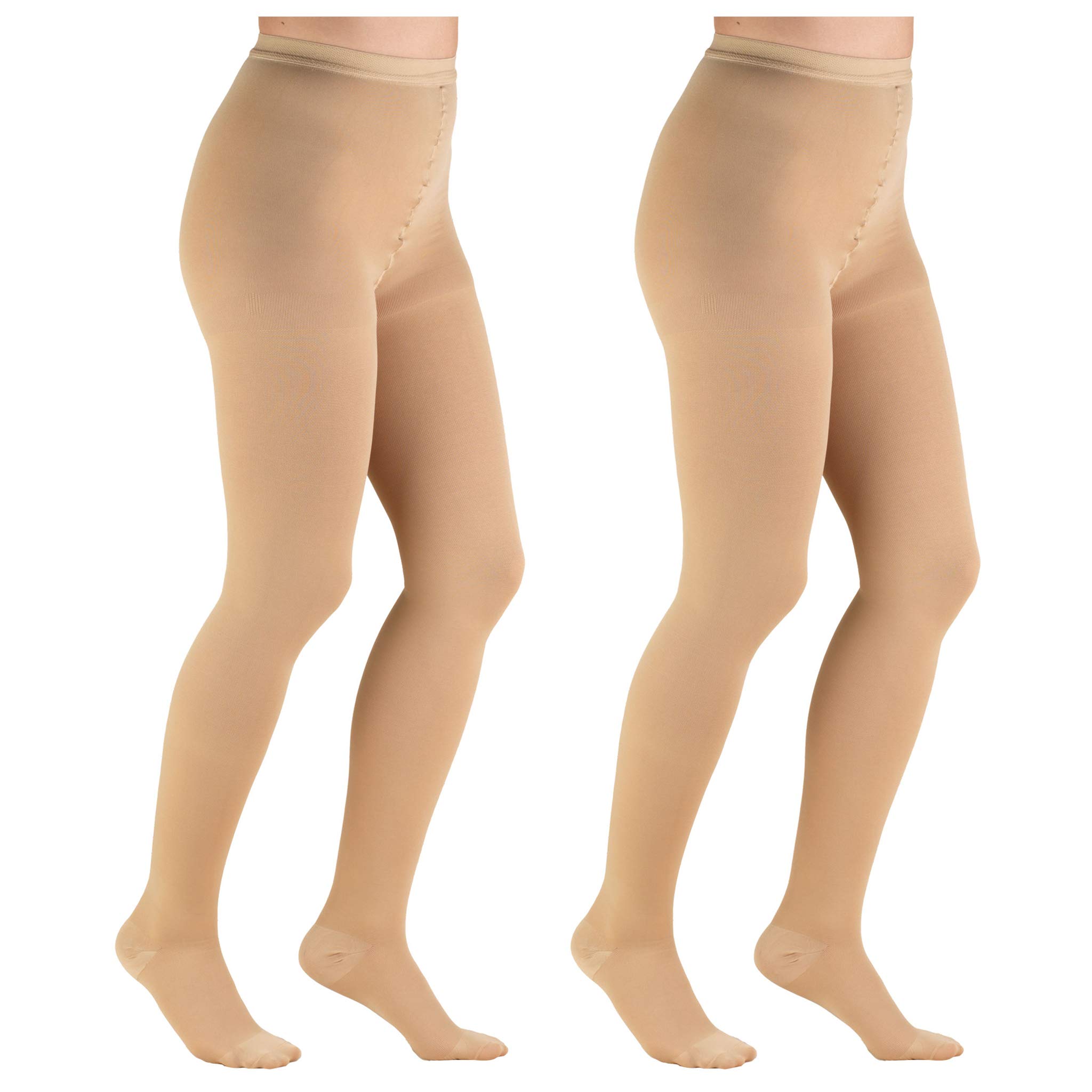 Made in USA - Womens Compression Pantyhose 20-30mmHg for Travel - Beige,  Small