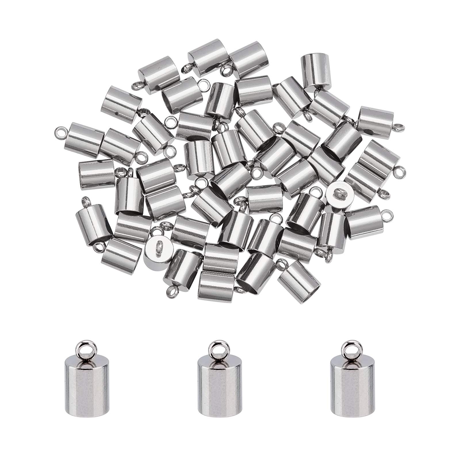 UNICRAFTALE 50pcs Column End Caps Stainless Steel Cord Ends 5mm Inner  Diameter Smooth End Caps Terminators Cord Finding for Jewelry Making Kit  Stainless Steel Color 5mm Inner Stainless Steel Color