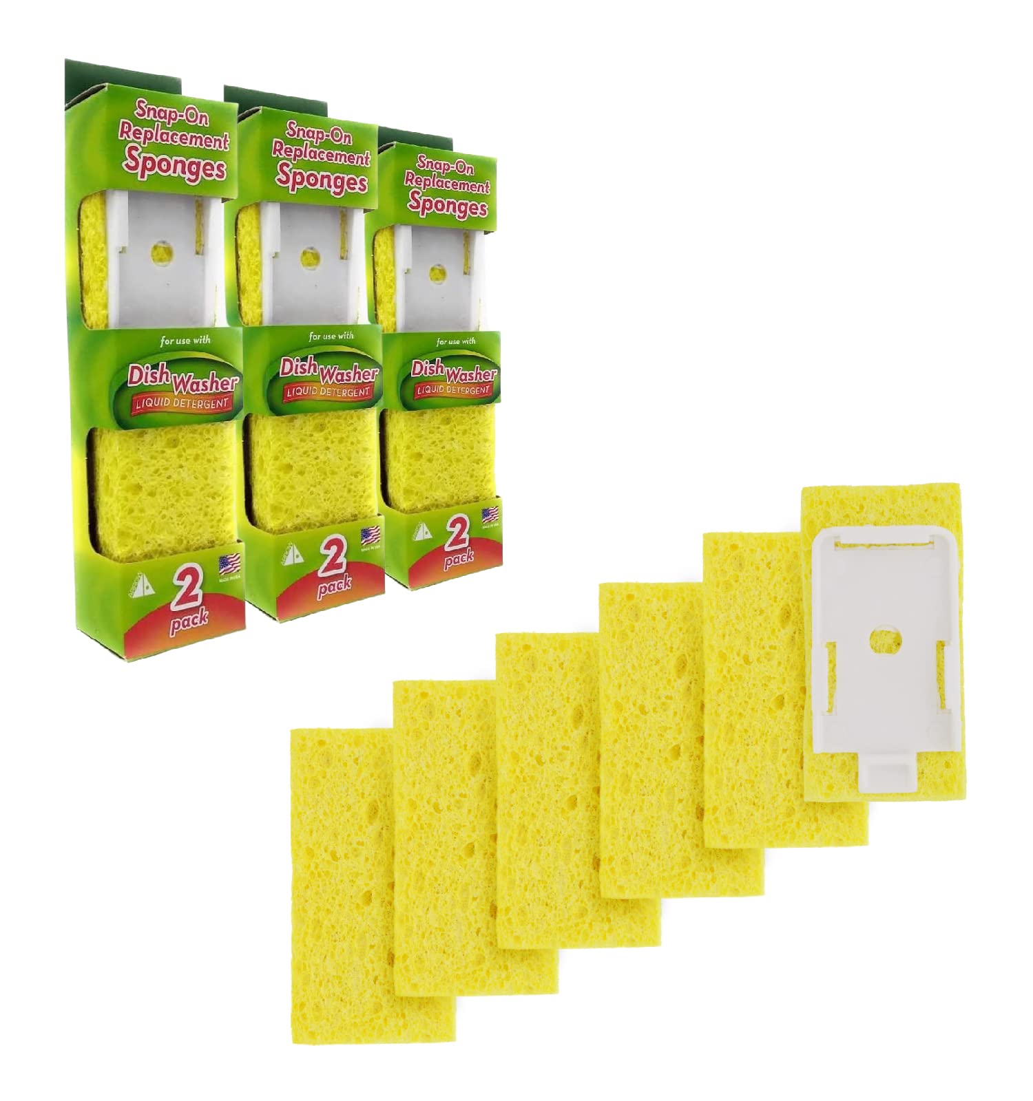Dish Sponge with Soap Dispenser Handle and 4 Refill Sponges - Fillable Dish  Wand