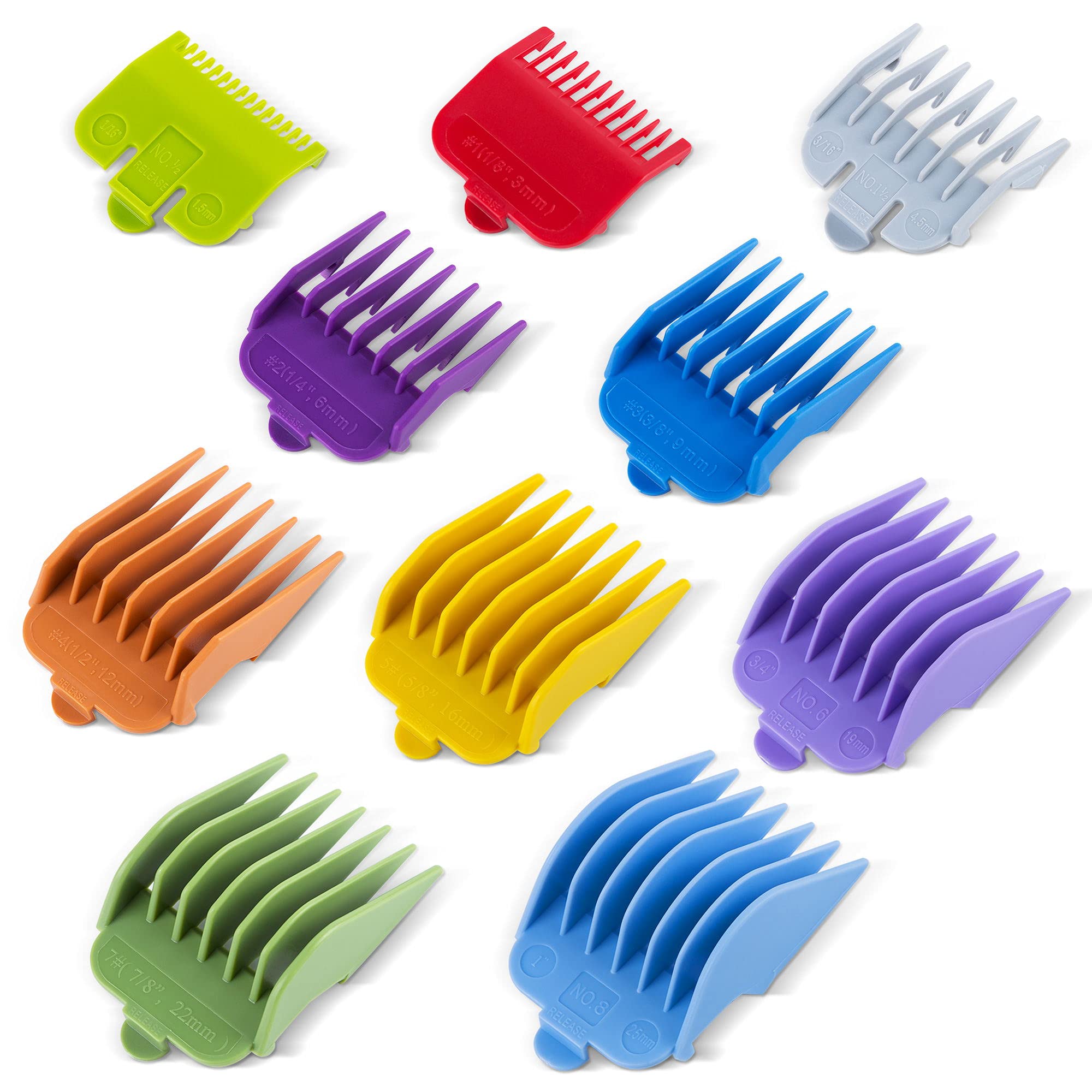 BESTBOMG Professional Hair Clipper Guards Guide Combs, 10 Color Hair ...
