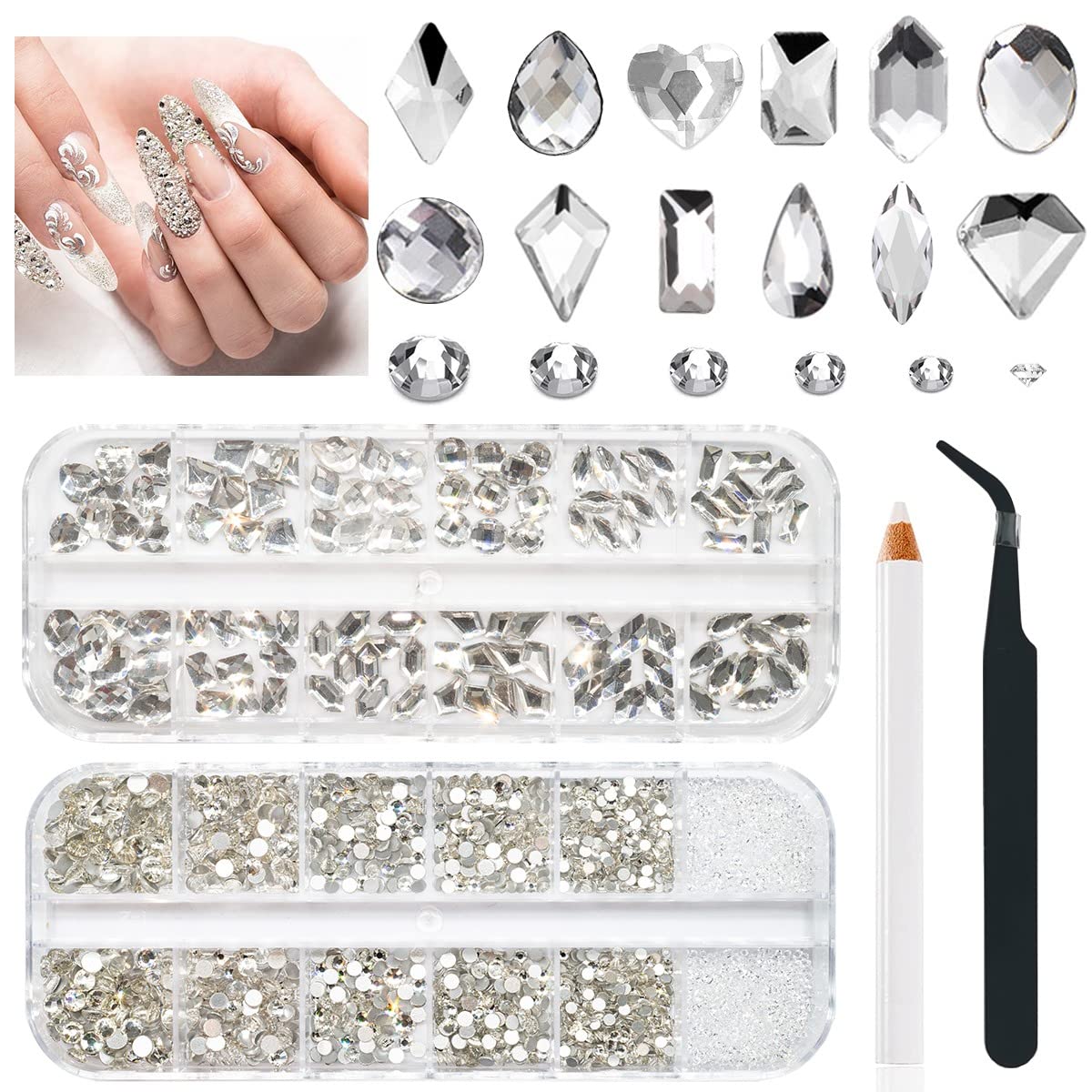 120pcs Flatback Nail Gem Rhinestones Mini Round Shaped Diamond Nai Art  Charms With Box DIY Special-Shaped Manicure Accessories