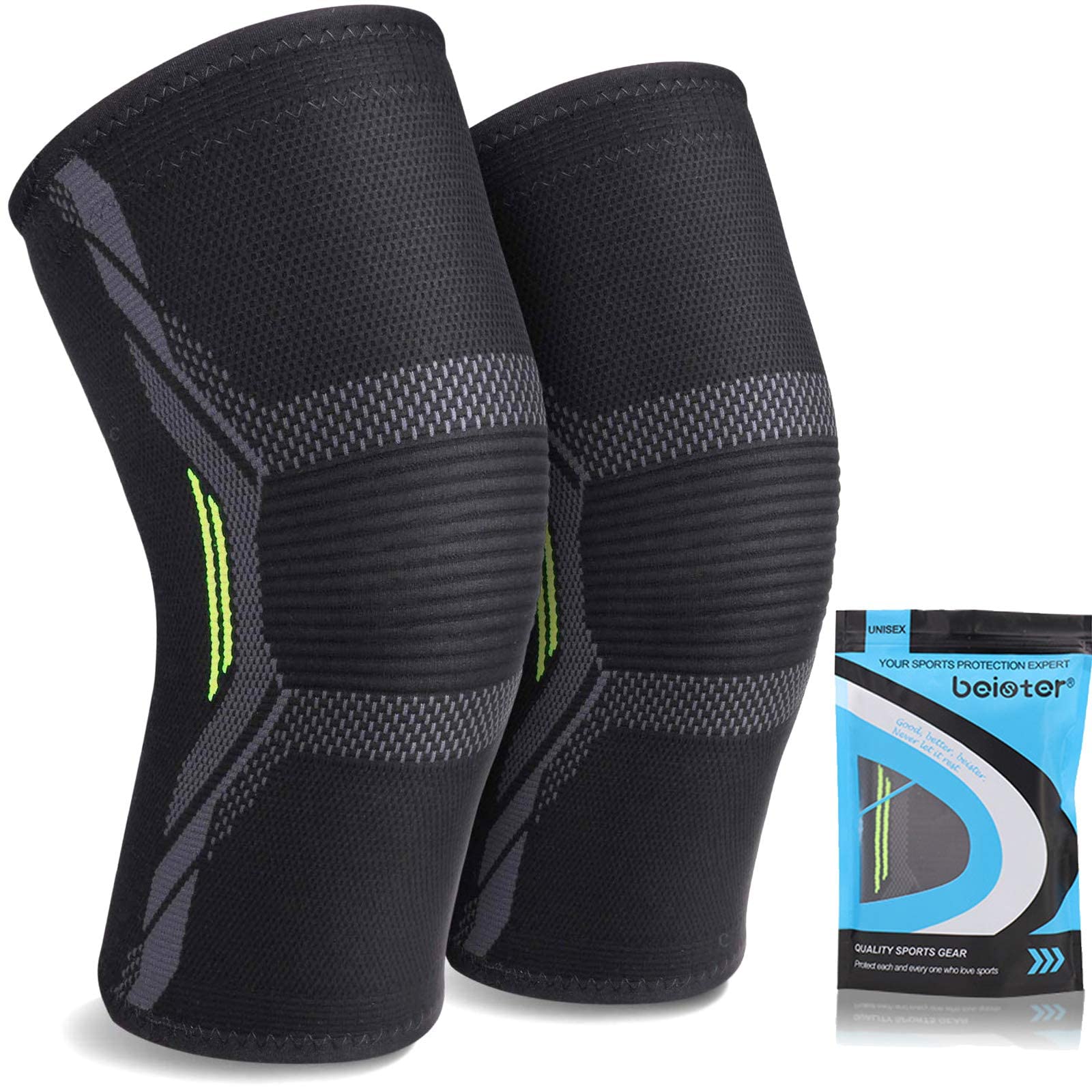 beister 1 Pair Compression Leg Sleeves with Elastic Straps for Men