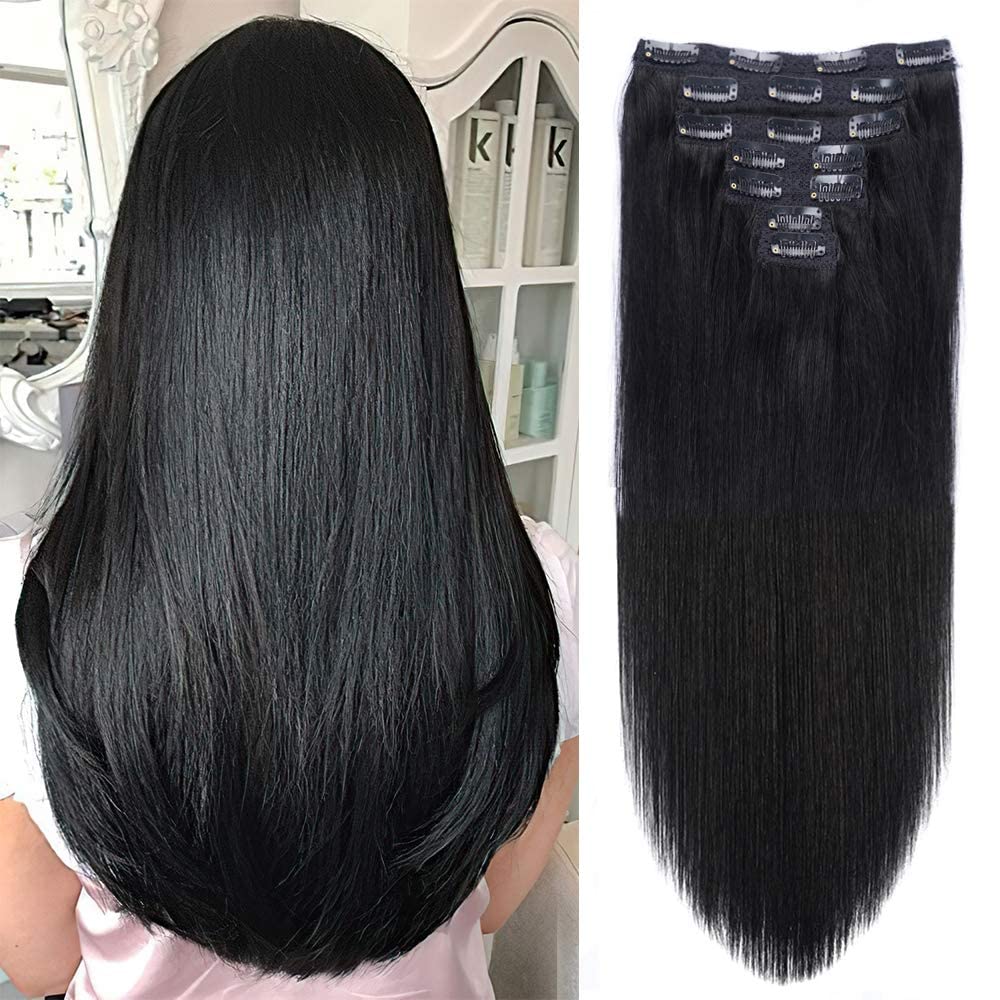 Sunny Weft Remy Human Hair Extensions 20 inch 100g Jet Black Sew in Hair  Straight Hair Extensions Real Human Hair