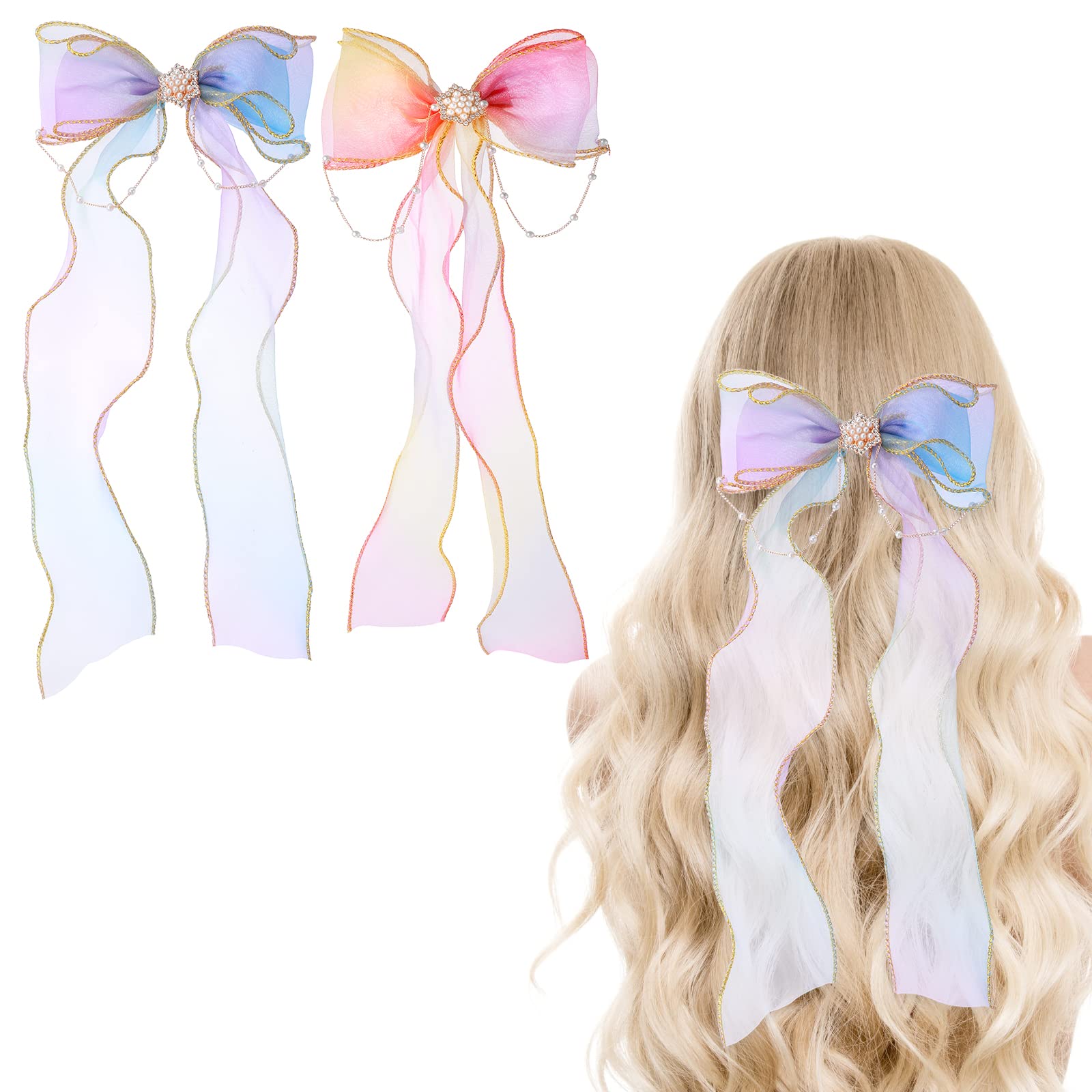 2pcs/set Ribbon Hair Tie With Bows And Streamers, Ballet Style Hair  Accessories