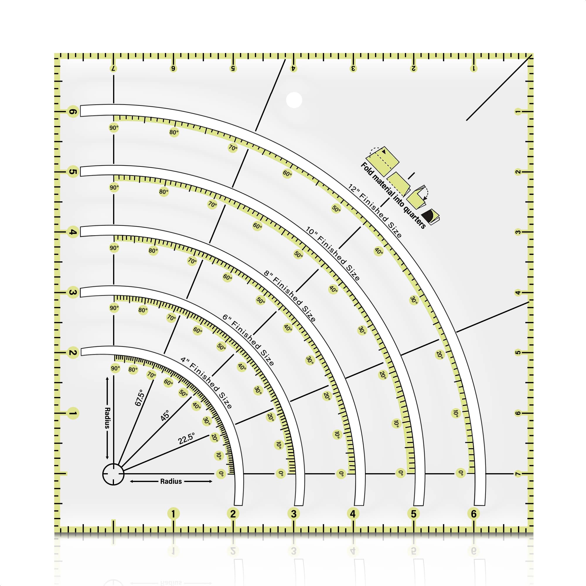 CraftsCapitol™ Premium Arcs & Fans Quilt Circle Cutter Ruler