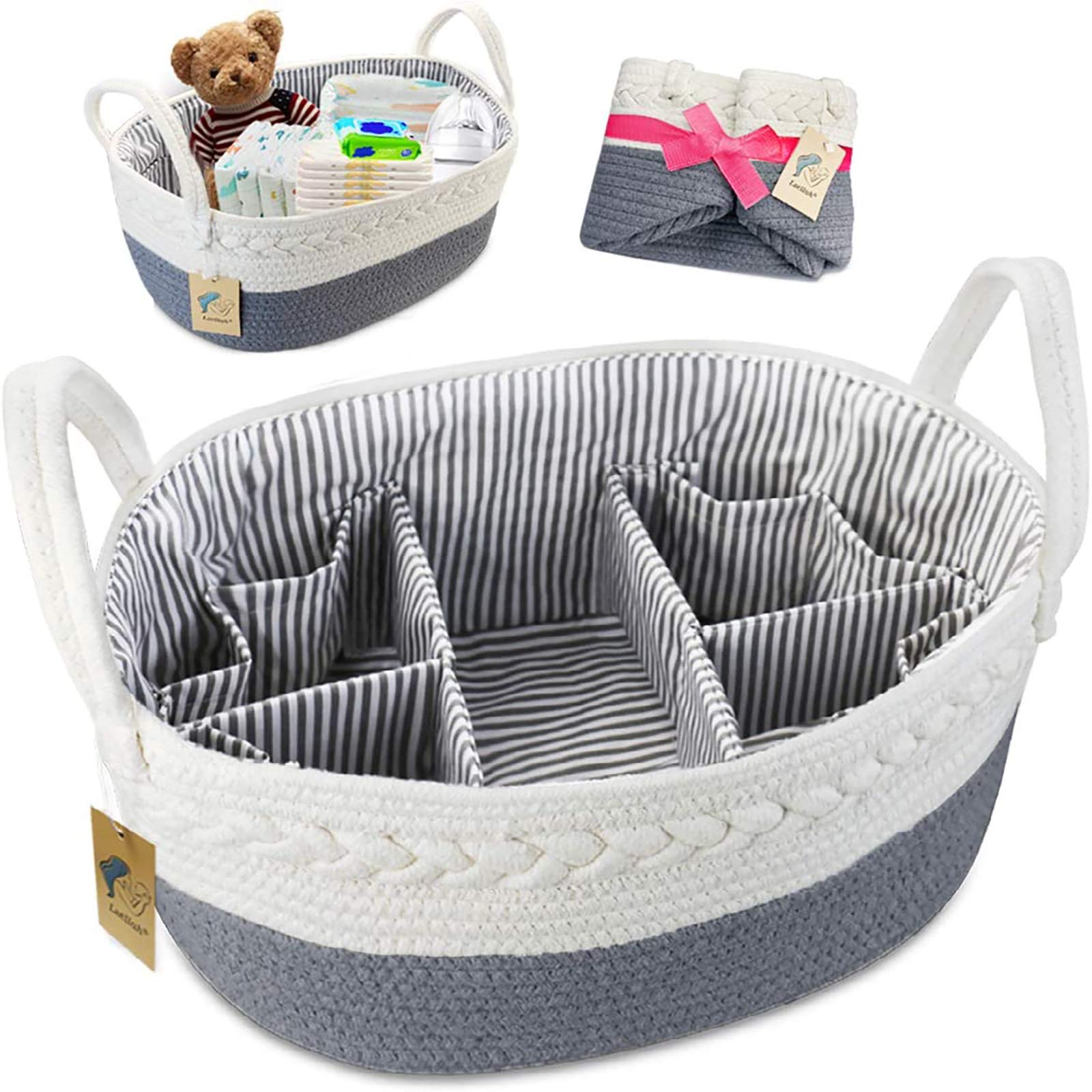 YiLiiod Baby Diaper Caddy Organizer Large Cotton Rope Nursery