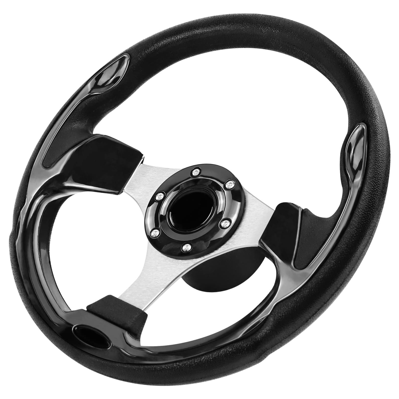 QYMOPAY 12.5inch Boat Steering Wheel, 3/4 Inch Axle Marine