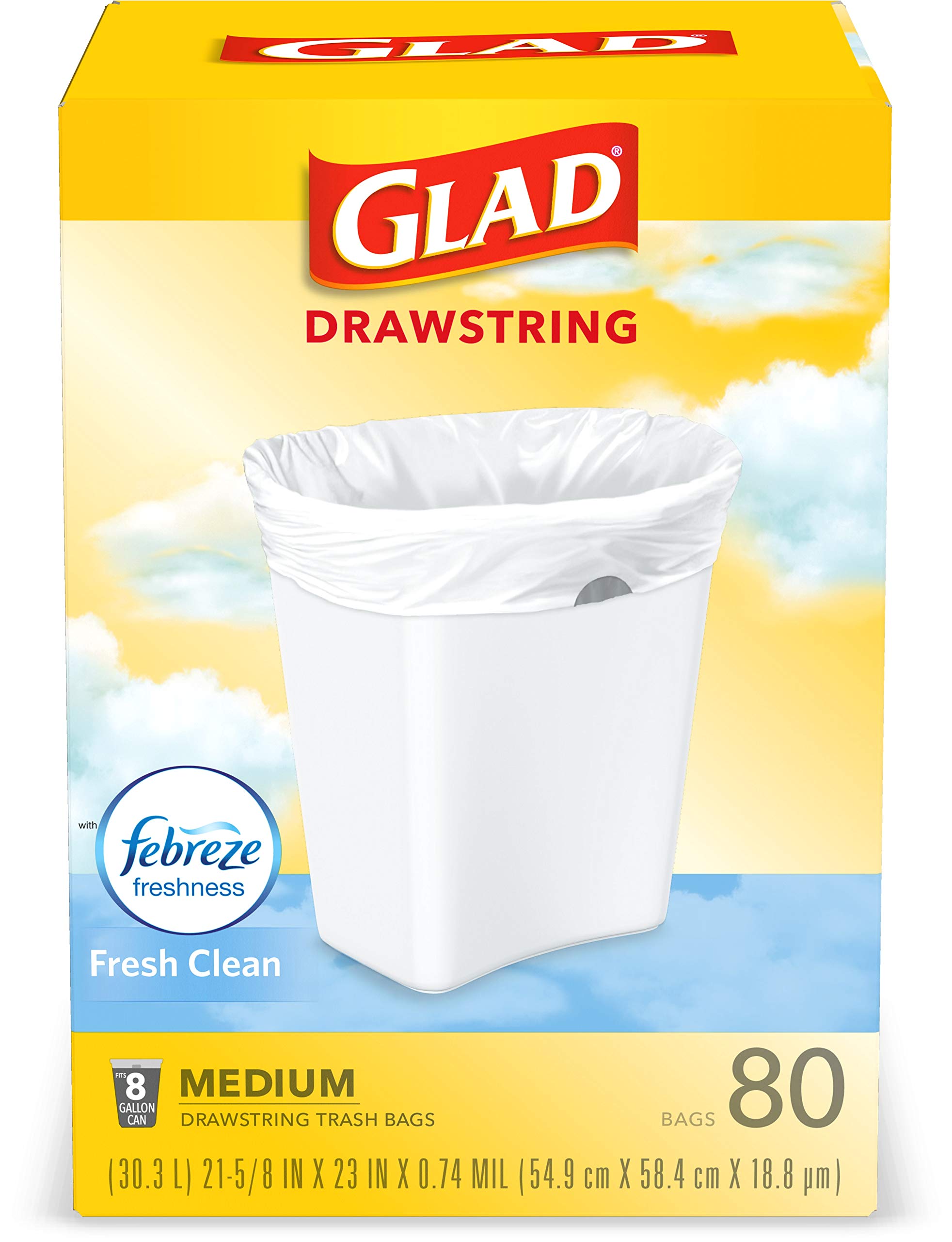 GLAD White Garbage Small 25 Litres Bags - 48 Bags(8/Case)