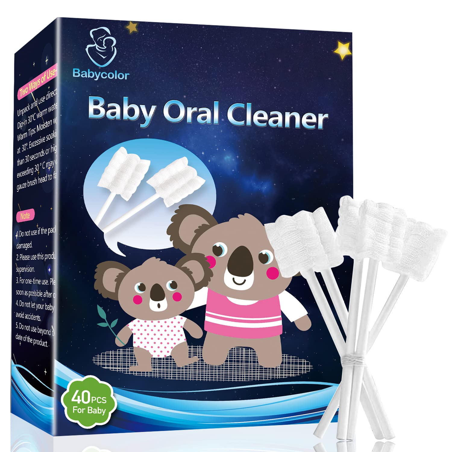 Baby Toothbrush, Baby Tongue Cleaner, 40Pcs Disposable Infant