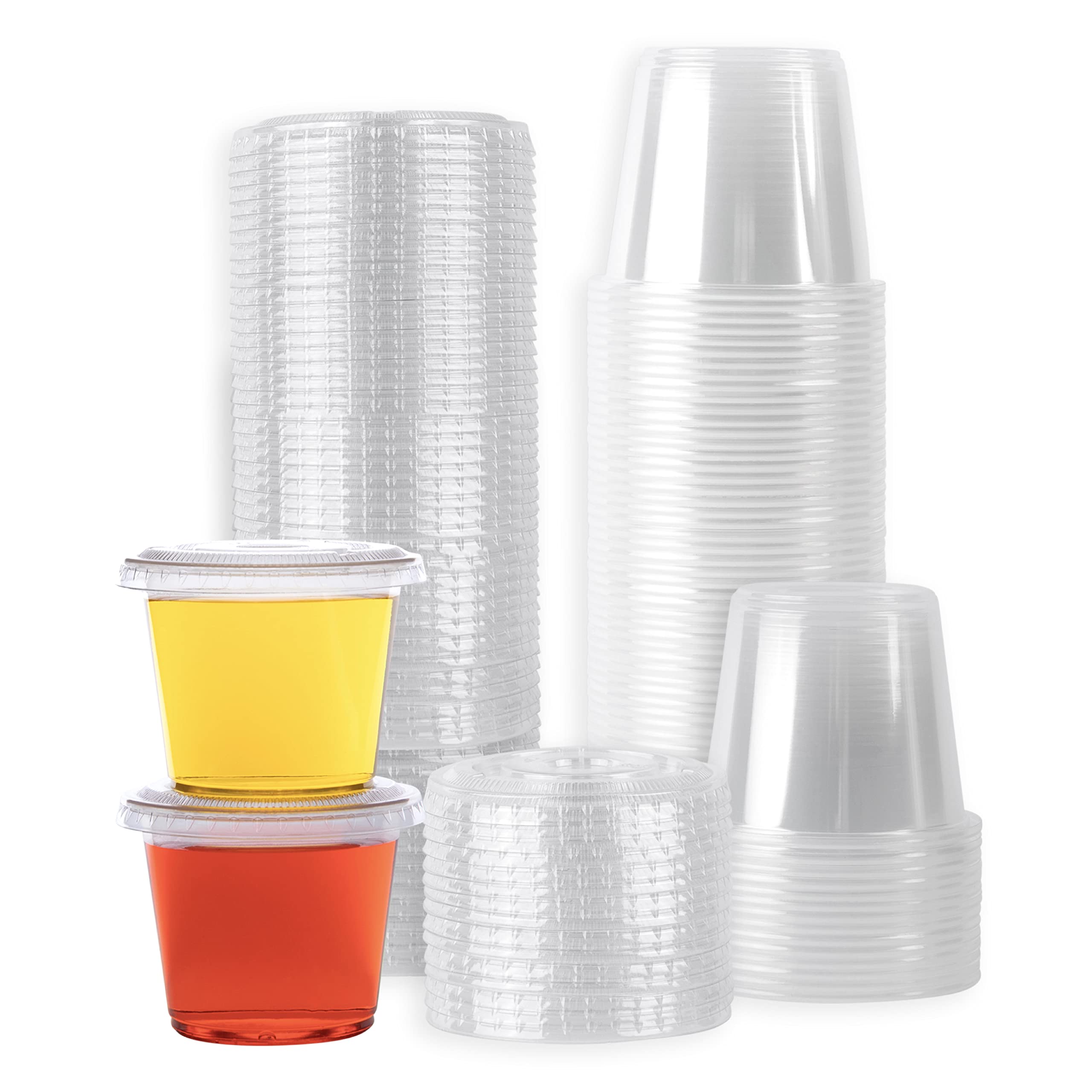 Small Plastic Condiment Containers with Lids, Jello Shot Cups
