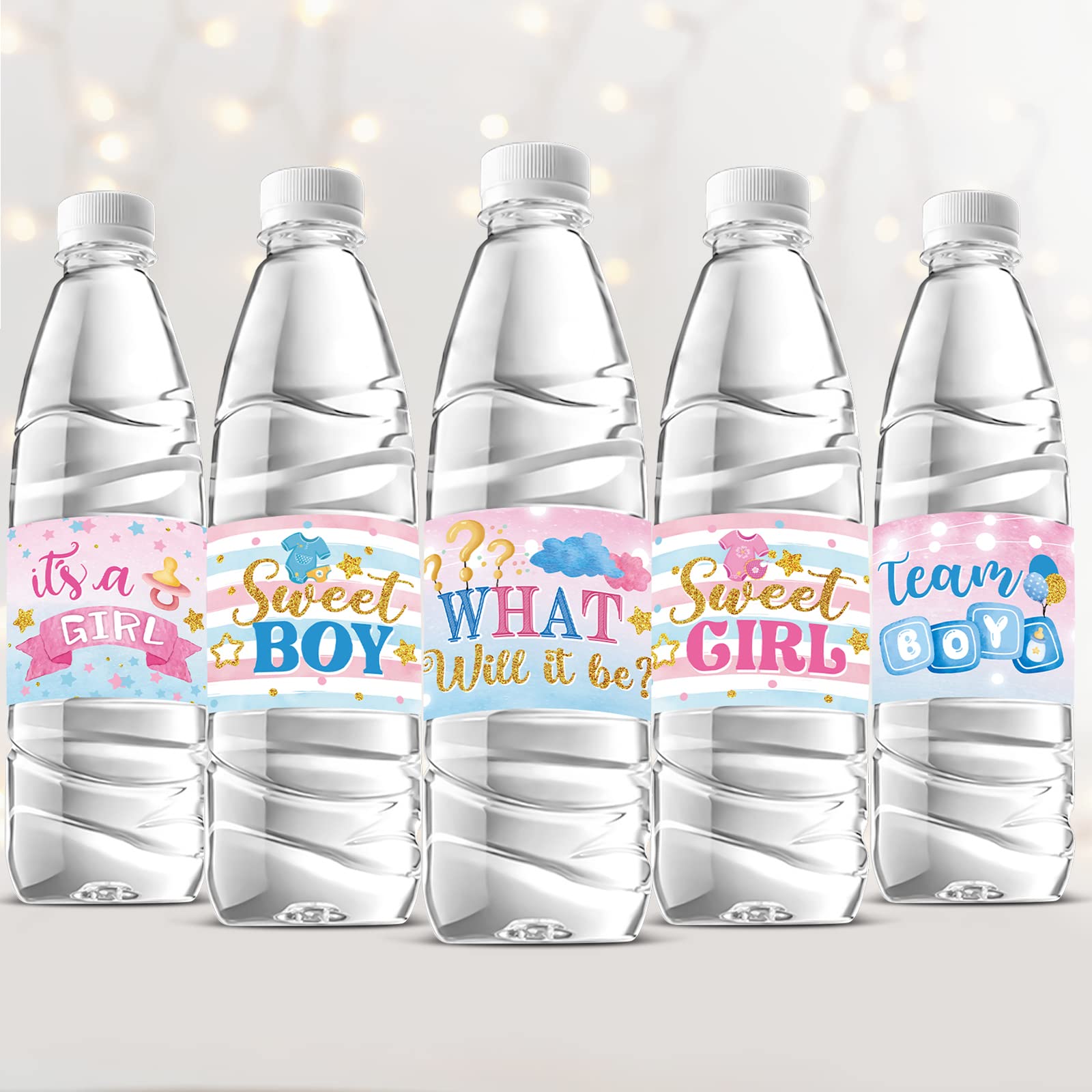 Waterproof Water Bottle Labels, Wheels or Heels Gender Reveal