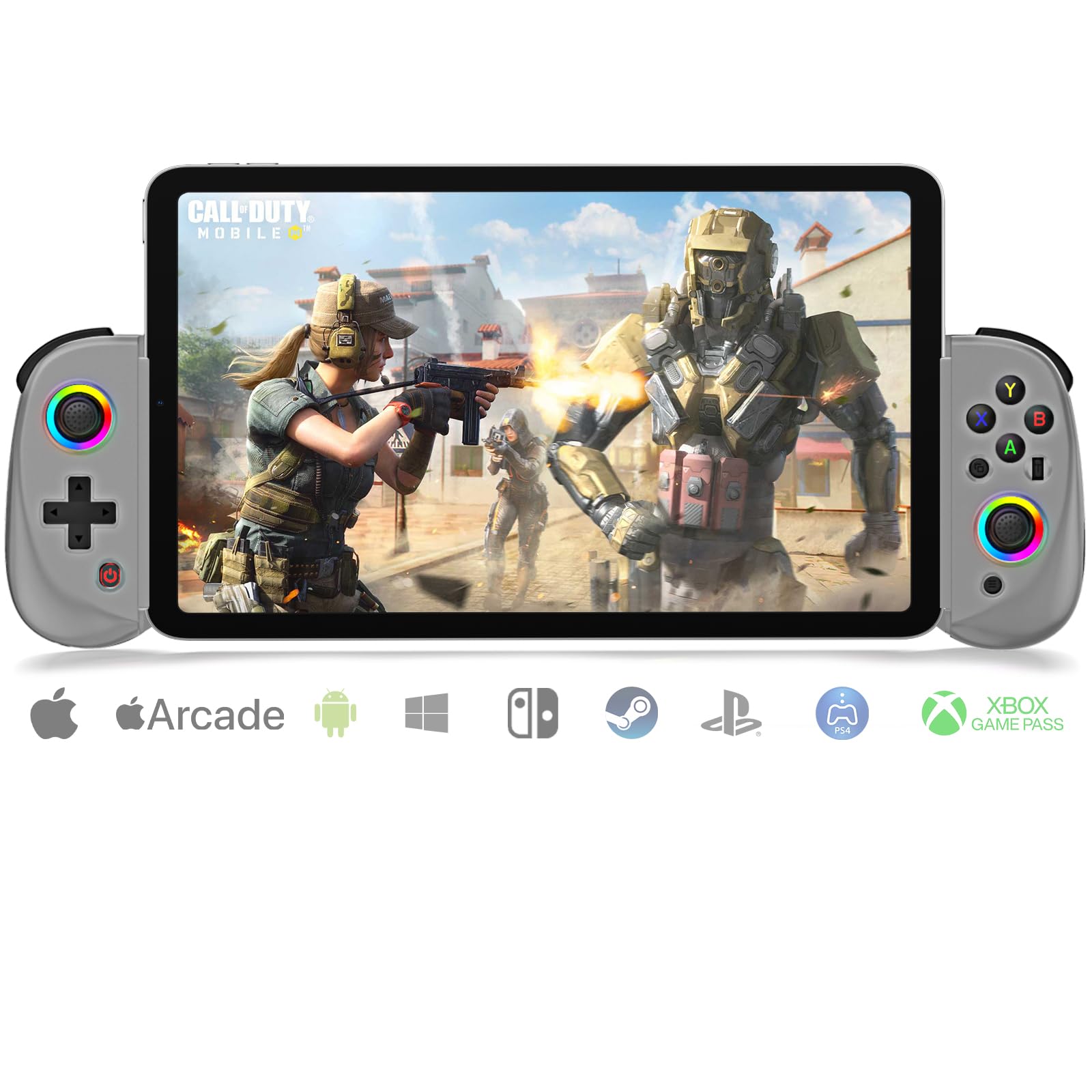 arVin Gamepad Controller for iPad/iPad Mini/iPad Air/Samsung Galaxy  Tab/Huawei MatePad/Yoga Tab/iPhone 15/14/Android Phone/PC/Switch/PS4 -Play  Xbox Cloud Gaming/PS Remote Play/Steam Link/Call of Duty Grey