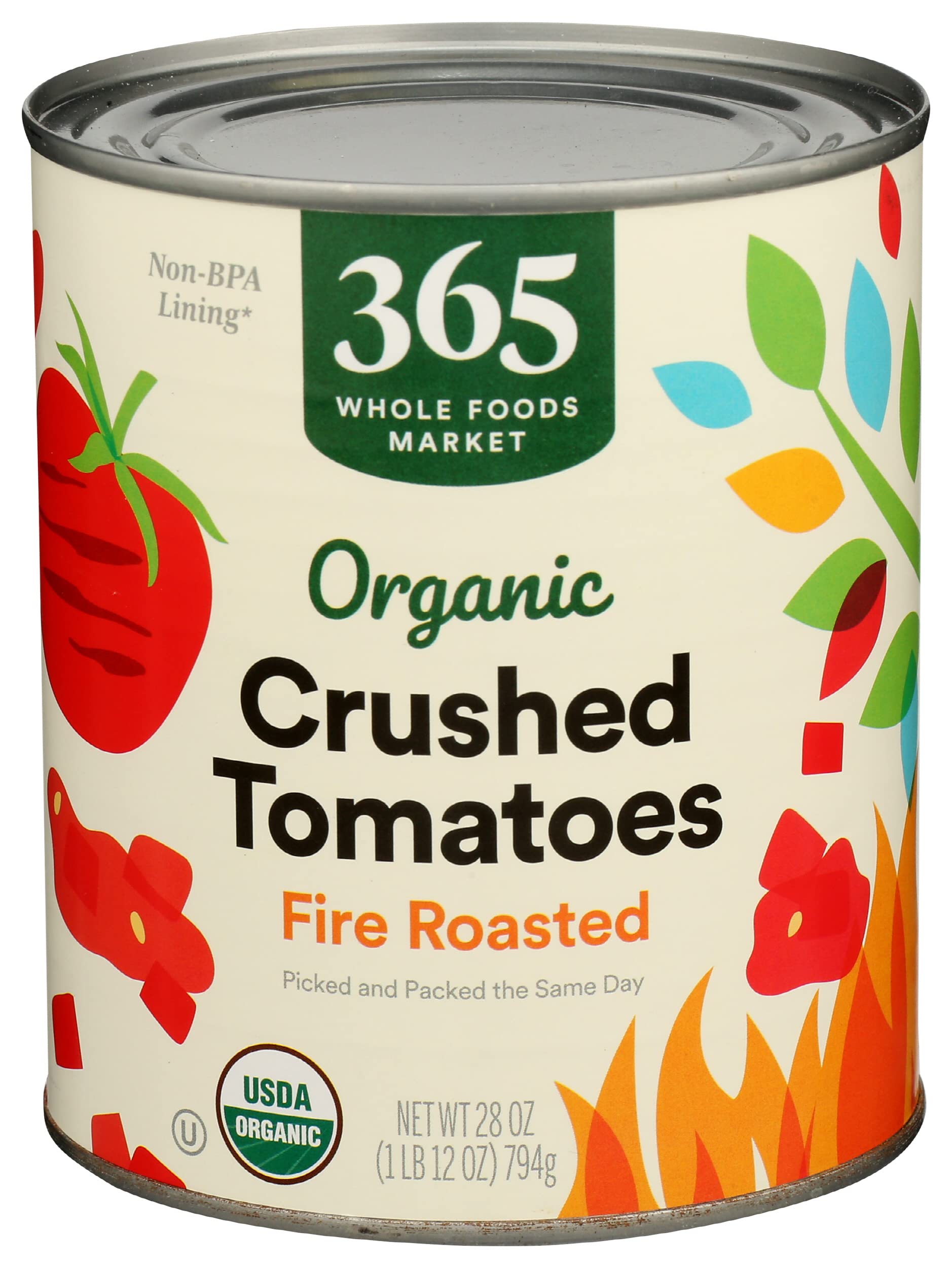 365 by Whole Foods Market, Tomatoes Crushed Fire Roasted Organic, 28 Ounce