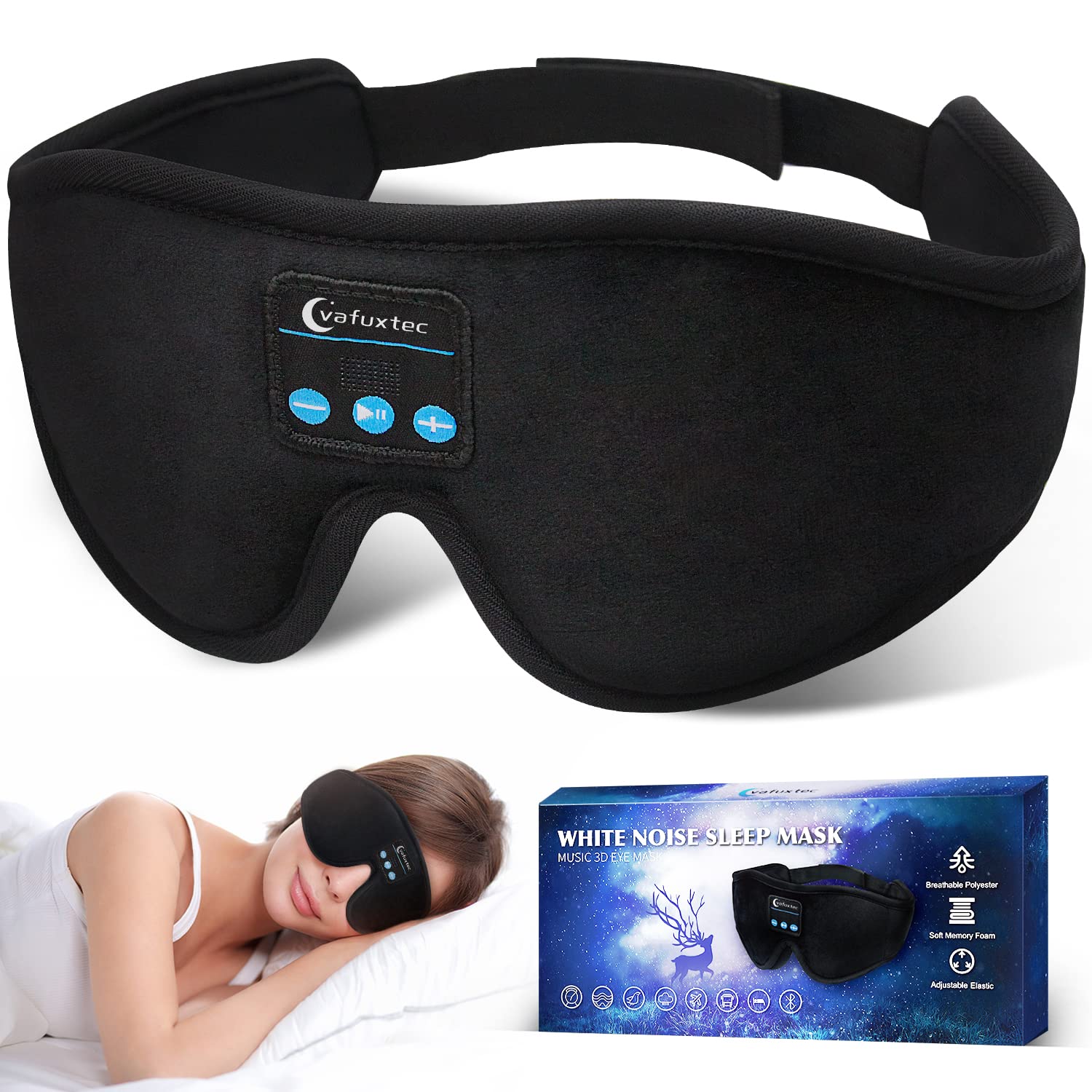  Sleep Headphone, Bluetooth Wireless White Noise Sleeping Eye  Mask,3D Breathable Sleep Mask with Timer for Sleeping Travel Relaxation,  Meditation, Cool Gadgets for Women Man : Health & Household