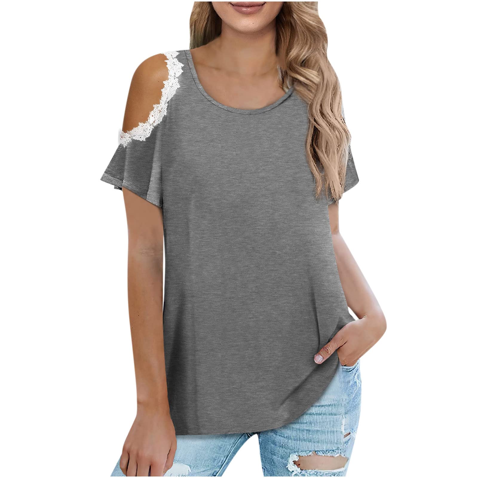 Plus Size Chiffon Tops for Women Tunic Floral Summer Loose Casual Short  Sleeves T Shirts Flowy Blouses