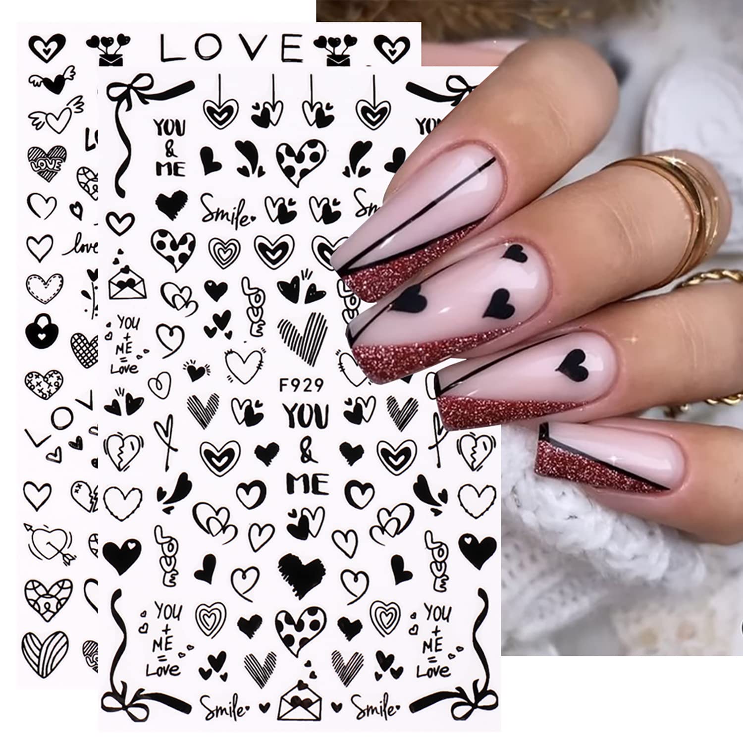French Nail Art Stickers 3D Self-Adhesive Nail Decals Design, Colorful Wavy  Line Heart Nail Decoration Holographic Elegant Chains Nail Sticker, Women  Girls Manicure Tips Supplies Nail Decal(14 Sheets) : Amazon.in: Beauty