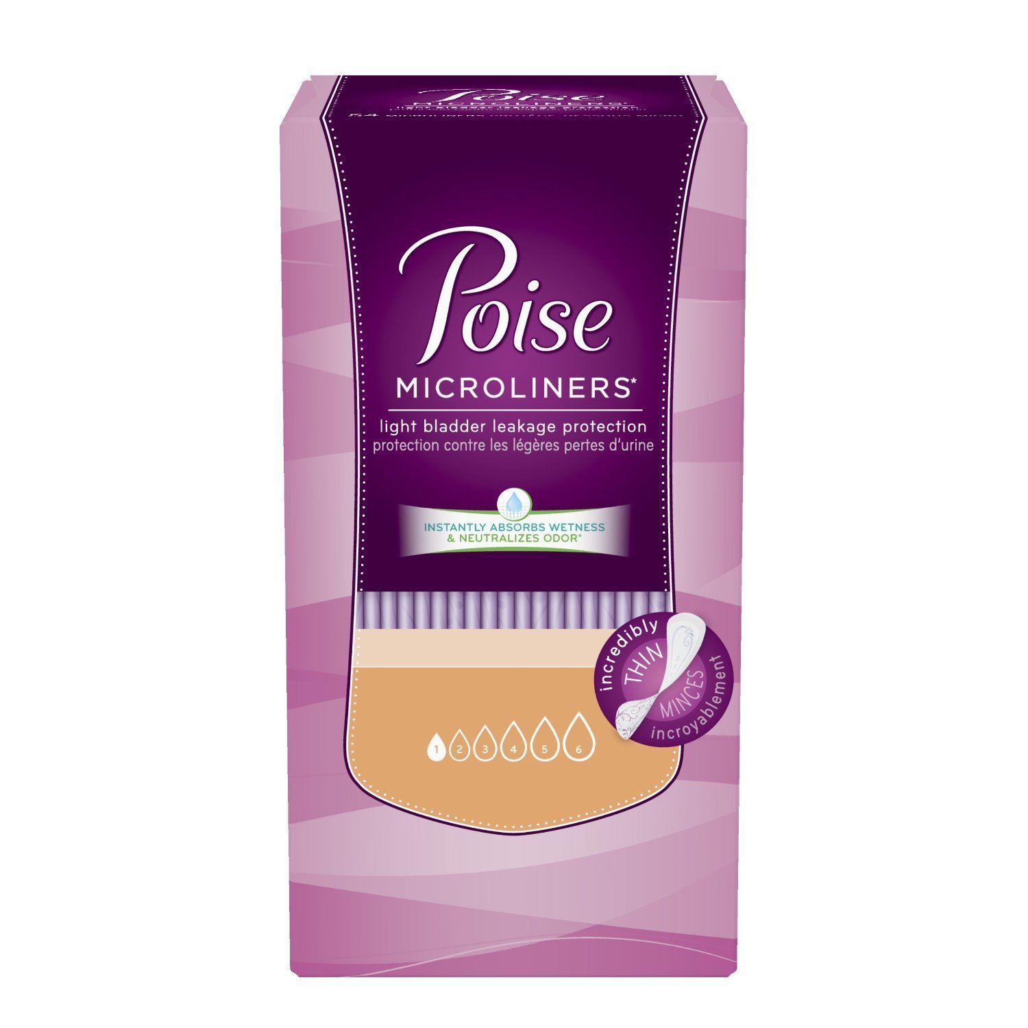 Poise Microliners, Long Length - Lightest Absorbency, 50 Count